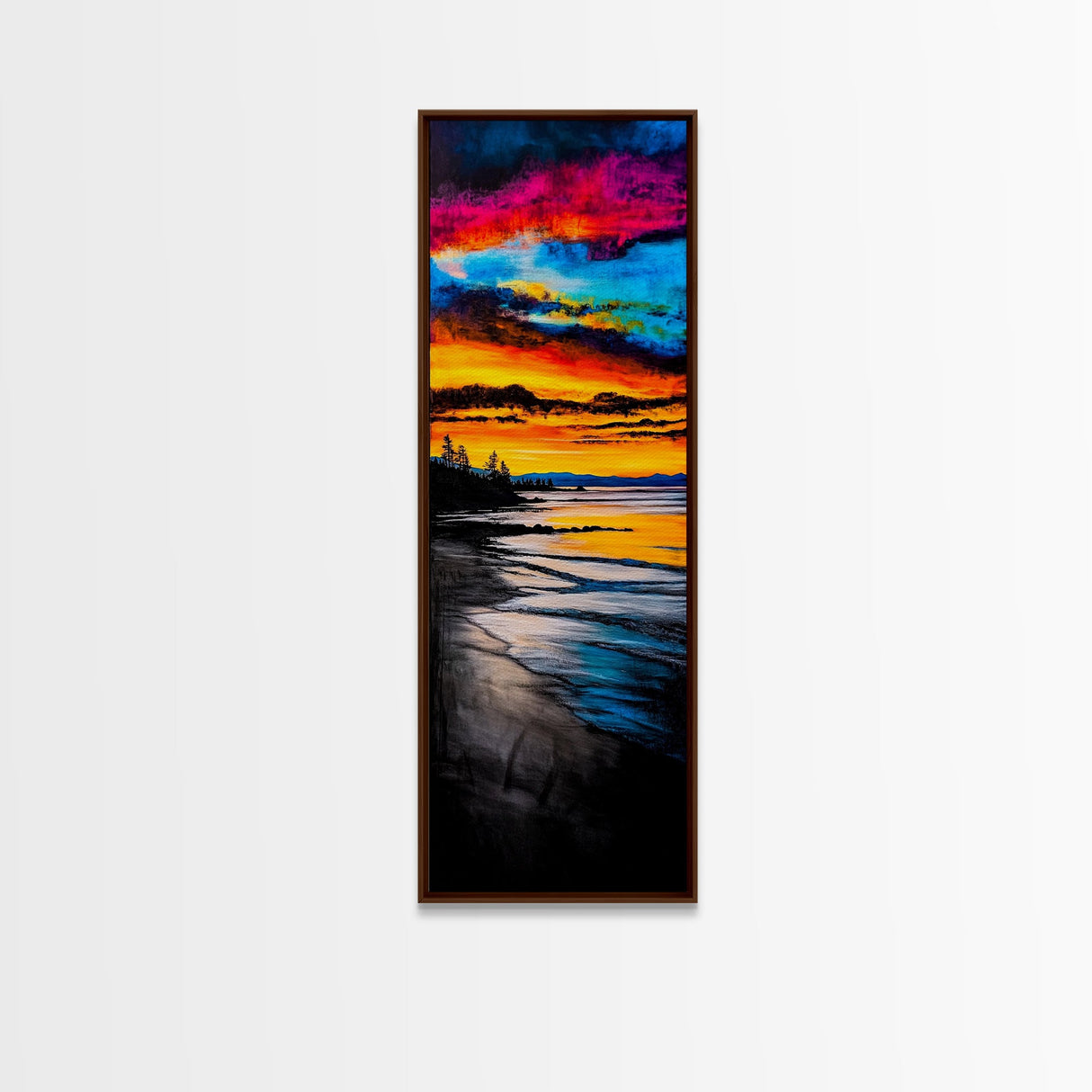 Colorful, Sunset, Reflection, Canvas Print, Ocean View Art, Bright Sunset Painting, Modern Home Decor, Bedroom Wall Art