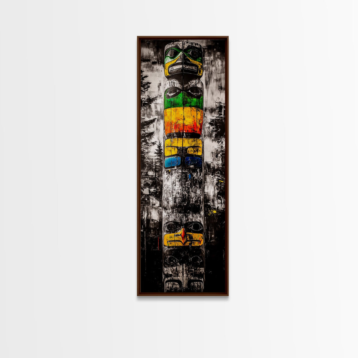 Totem Pole, Native American, Tribal Art, Framed Canvas Print, Cultural Wall Art, Rustic Home Decor, Office or Study Artwork