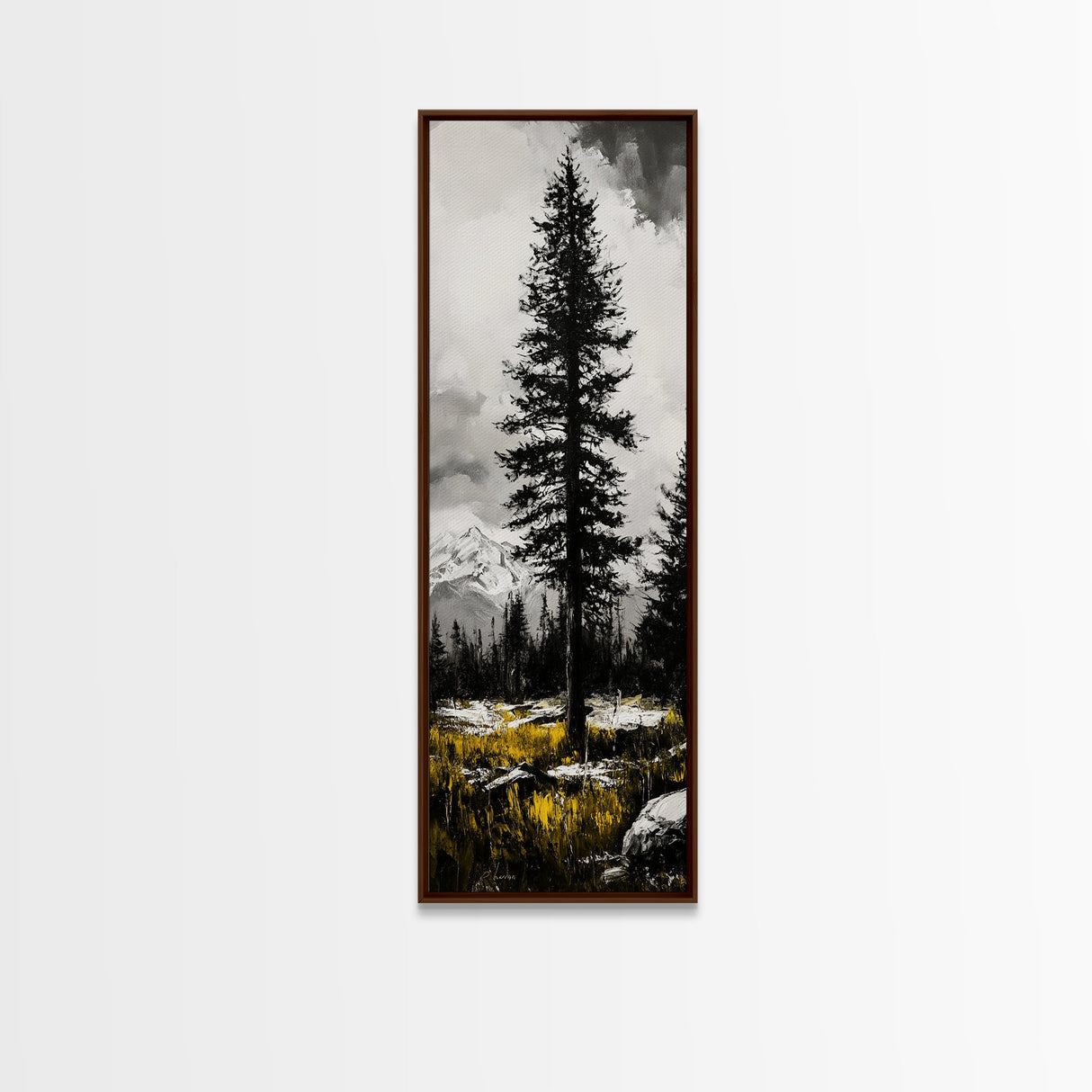 Lone Pine, Mountain View, Black and White, Canvas Print, Nature Wall Art, Rustic Home Decor, Cabin or Lodge Artwork