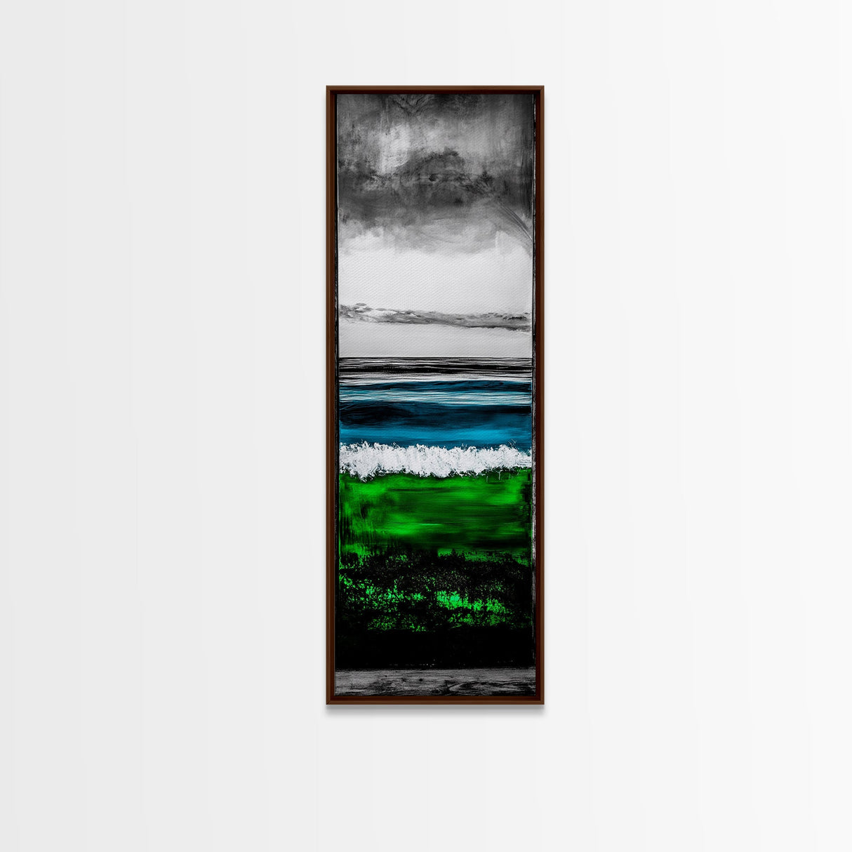 Emerald Waters, Coastal Horizon, Abstract Ocean, Deep Sea Art, Framed Canvas Print, Beach House Decor, Nautical Home Wall Art