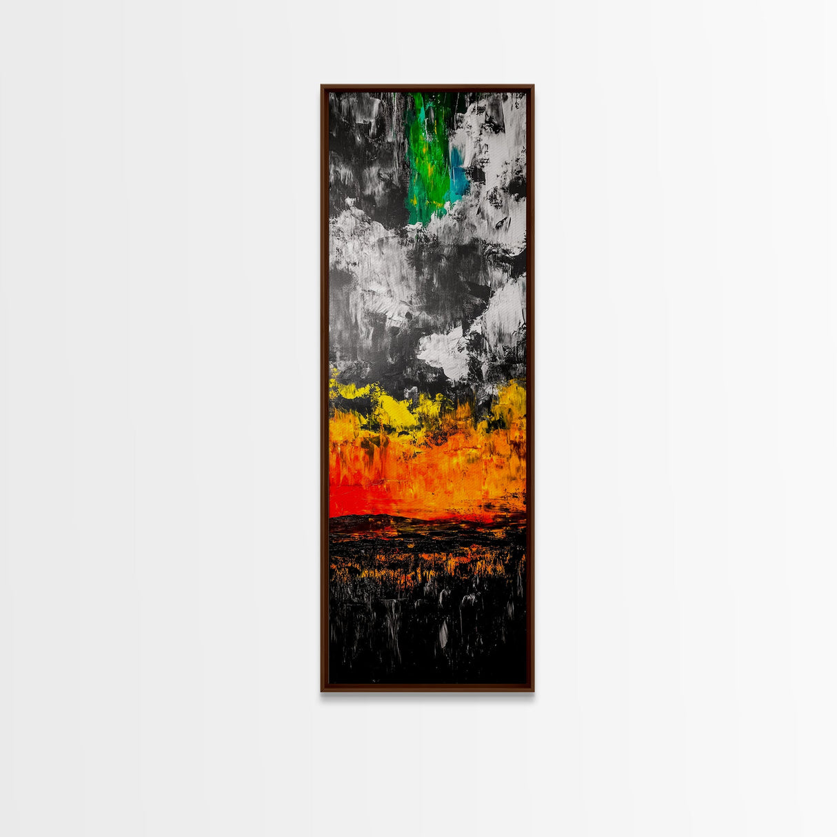 Fiery Sunset, Bold Abstract Art, Expressionist Painting, Colorful Landscape, Framed Canvas Print, Office Wall Art, Autumn Wall Decor