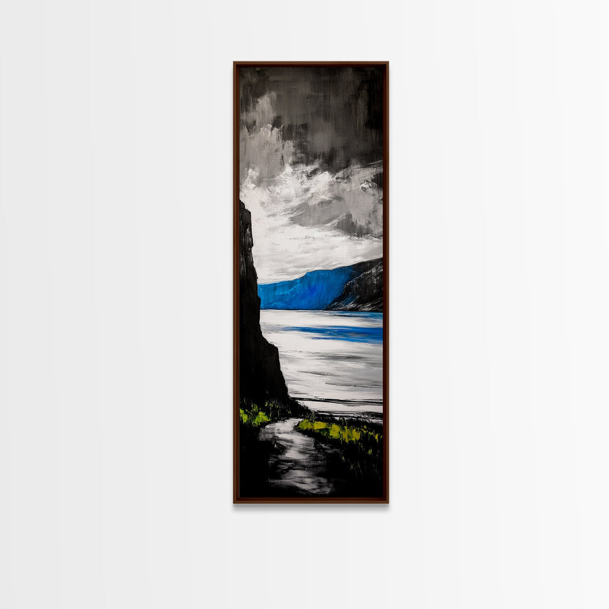 Coastal Cliffs, Ocean Landscape, Abstract Seascape, Modern Art, Canvas Print, Living Room Wall Art, Blue Gray Art, Minimalist Decor