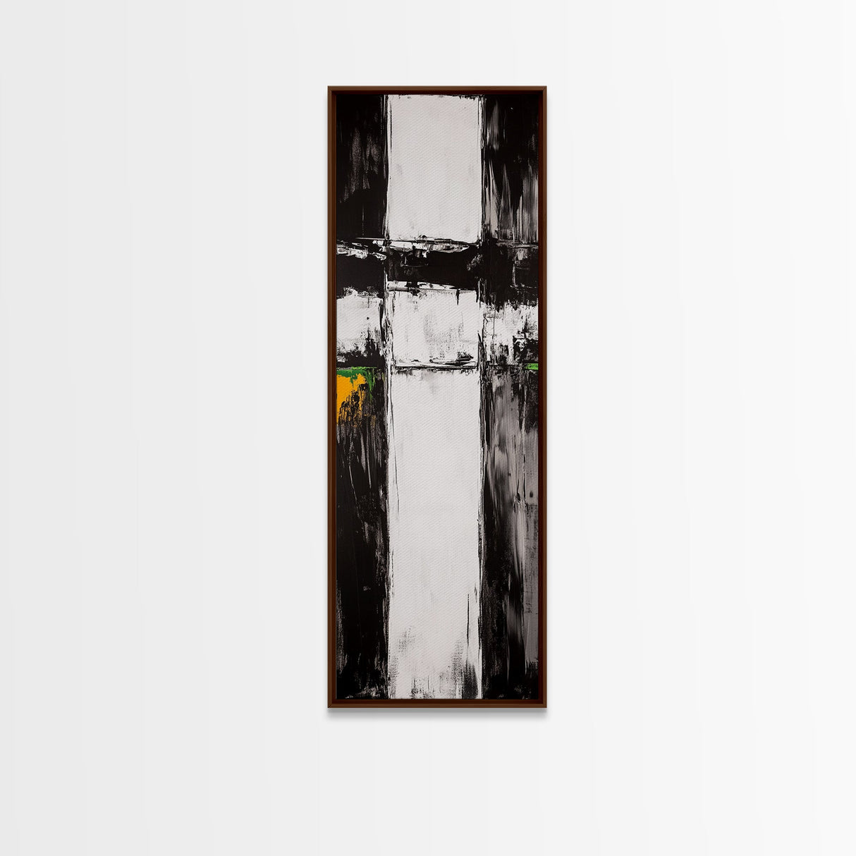 Modern Abstract, Minimalist Art, Textured Black White, Canvas Print, Contemporary Home Decor, Green Accent, Geometric Wall Art