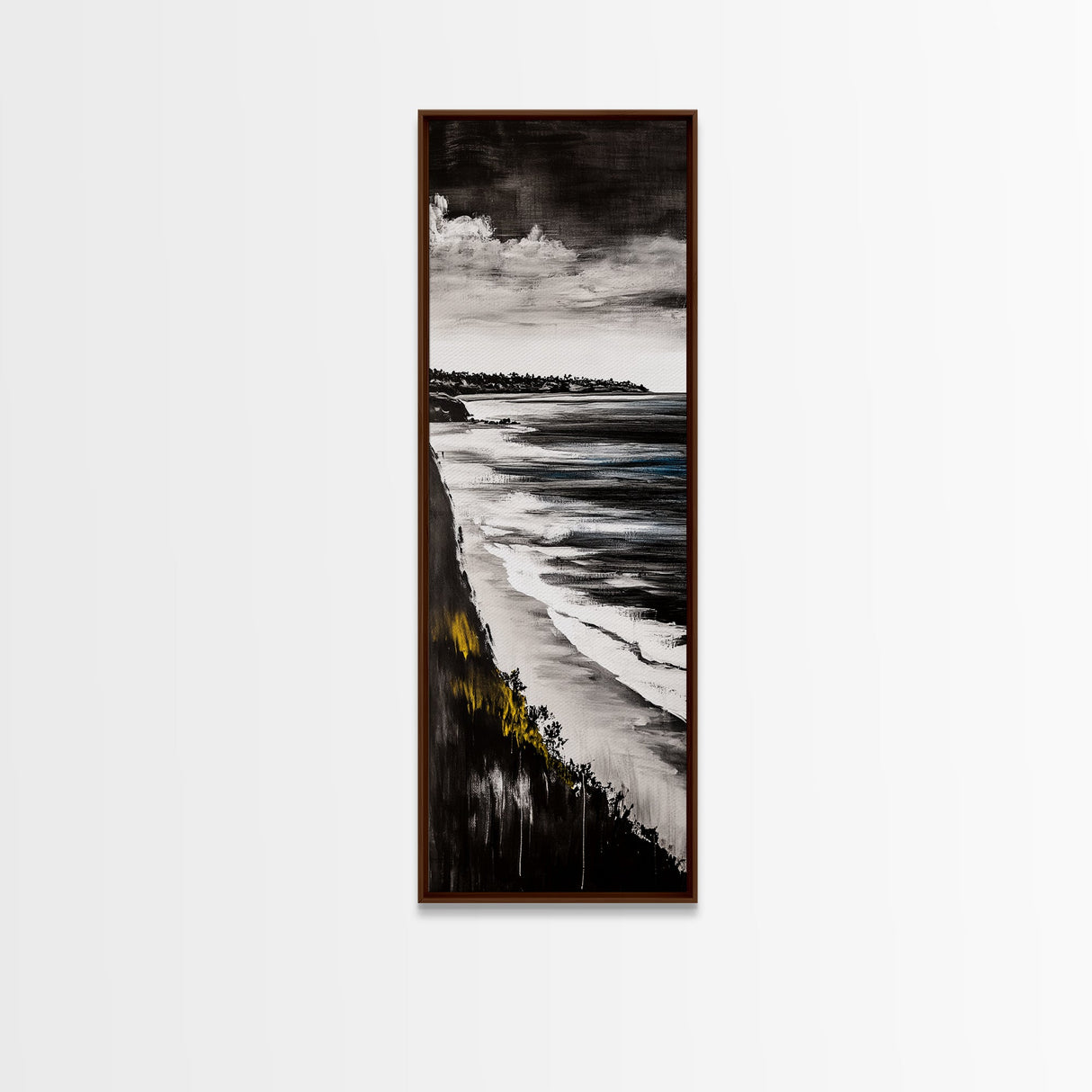 Monochrome Coast, Black and White Seascape, Framed Canvas Print, Beach House Art, Minimalist Landscape, Living Room Wall Art
