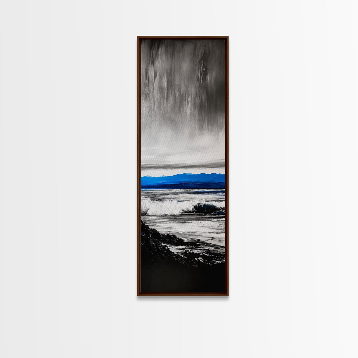 Stormy Waves, Dramatic Seascape, Black and White Art, Framed Canvas Print, Coastal Wall Art, Nautical Home Decor, Minimalist Seascape