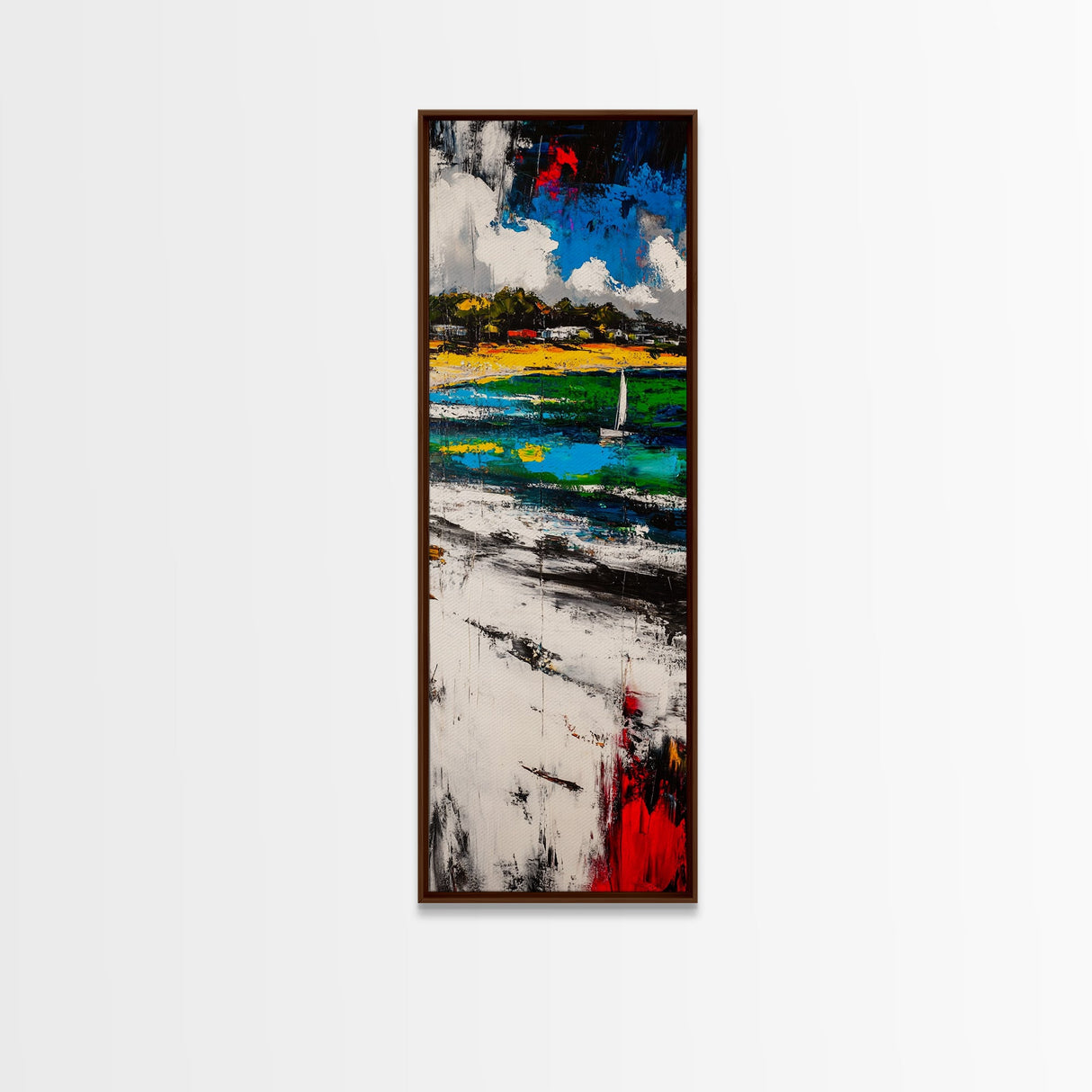 Sailboat Bay, Coastal Wall Art, Nautical Decor, Framed Canvas Print, Ocean Scene, Beach House Decor, Living Room Artwork