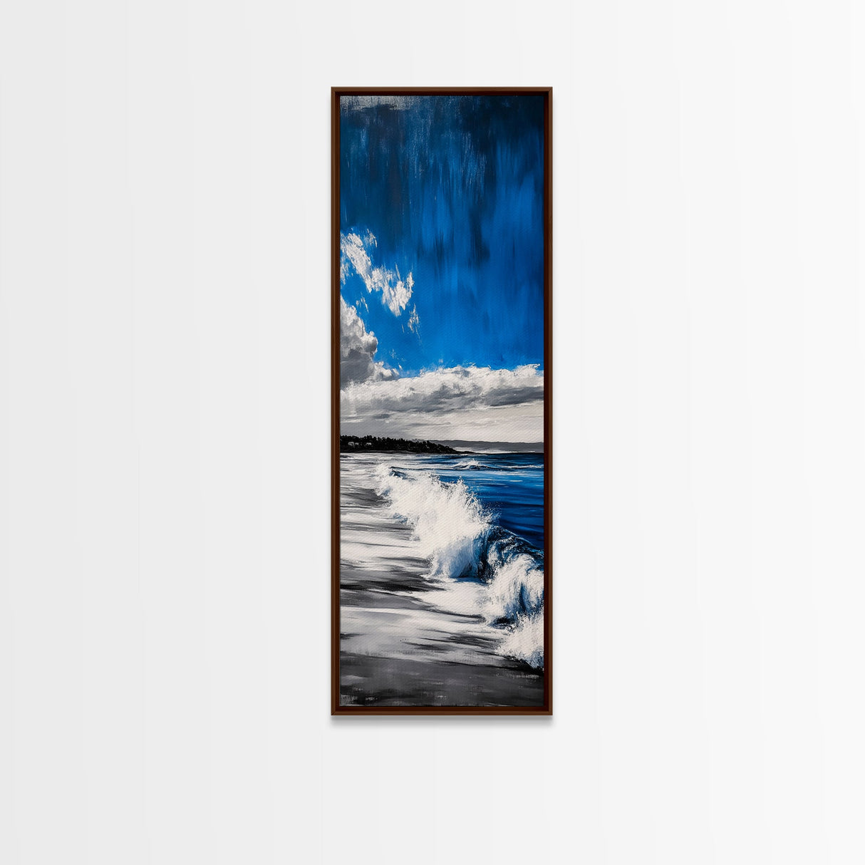 Tranquil Shore, Blue Ocean Art, Coastal Landscape, Framed Canvas Print, Beach House Decor, Minimalist Artwork, Living Room Art