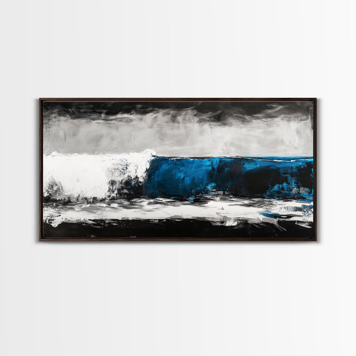 Ocean Wave, Blue, Modern, Canvas Print, Abstract Coastal Wall Art, Surfing Theme Artwork, Contemporary Beach Decor, Large Wall Art