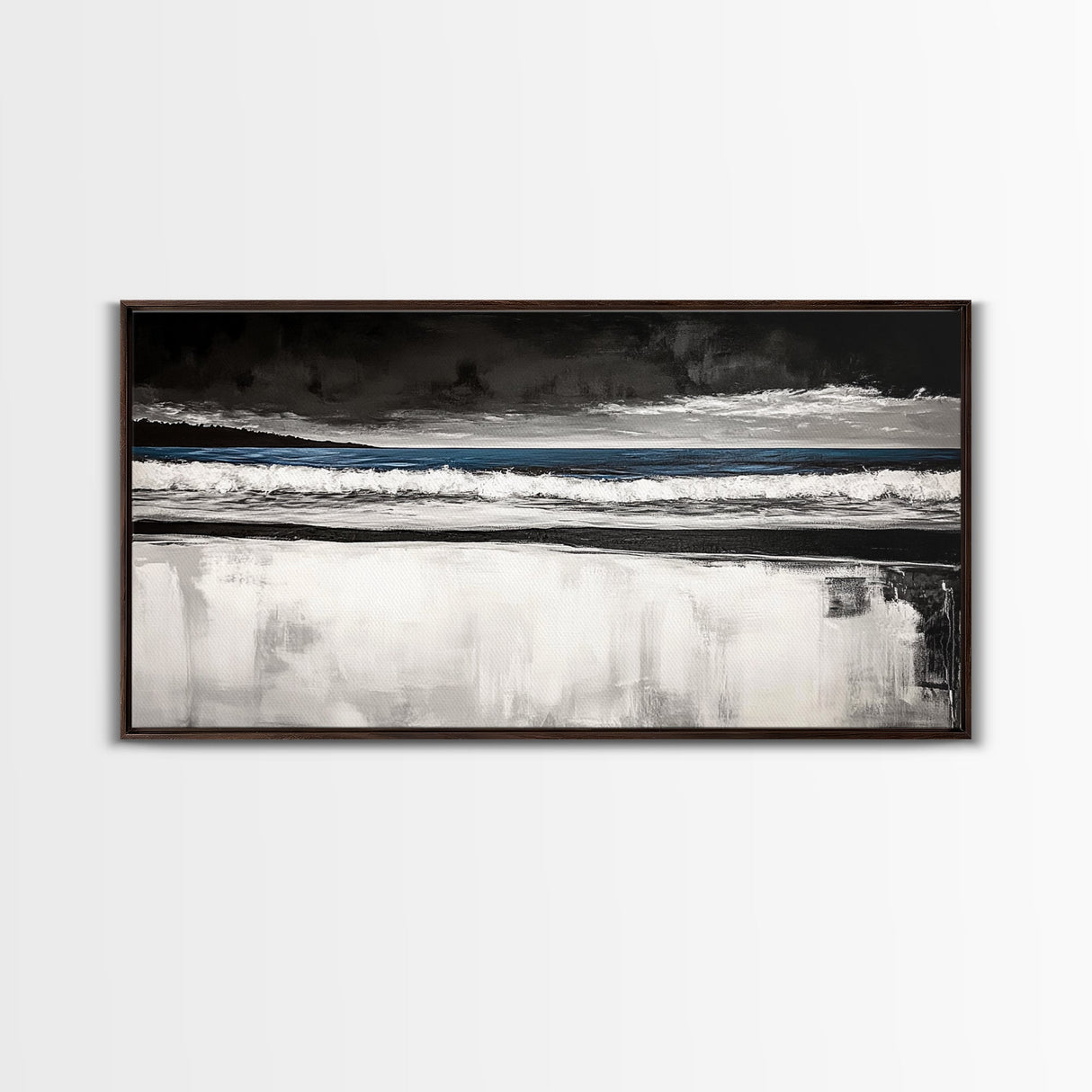 Stormy Beach, Coastal Landscape, Black and White Ocean Art, Moody Seascape, Nautical Home Decor, Modern Minimalist Art, Canvas Print