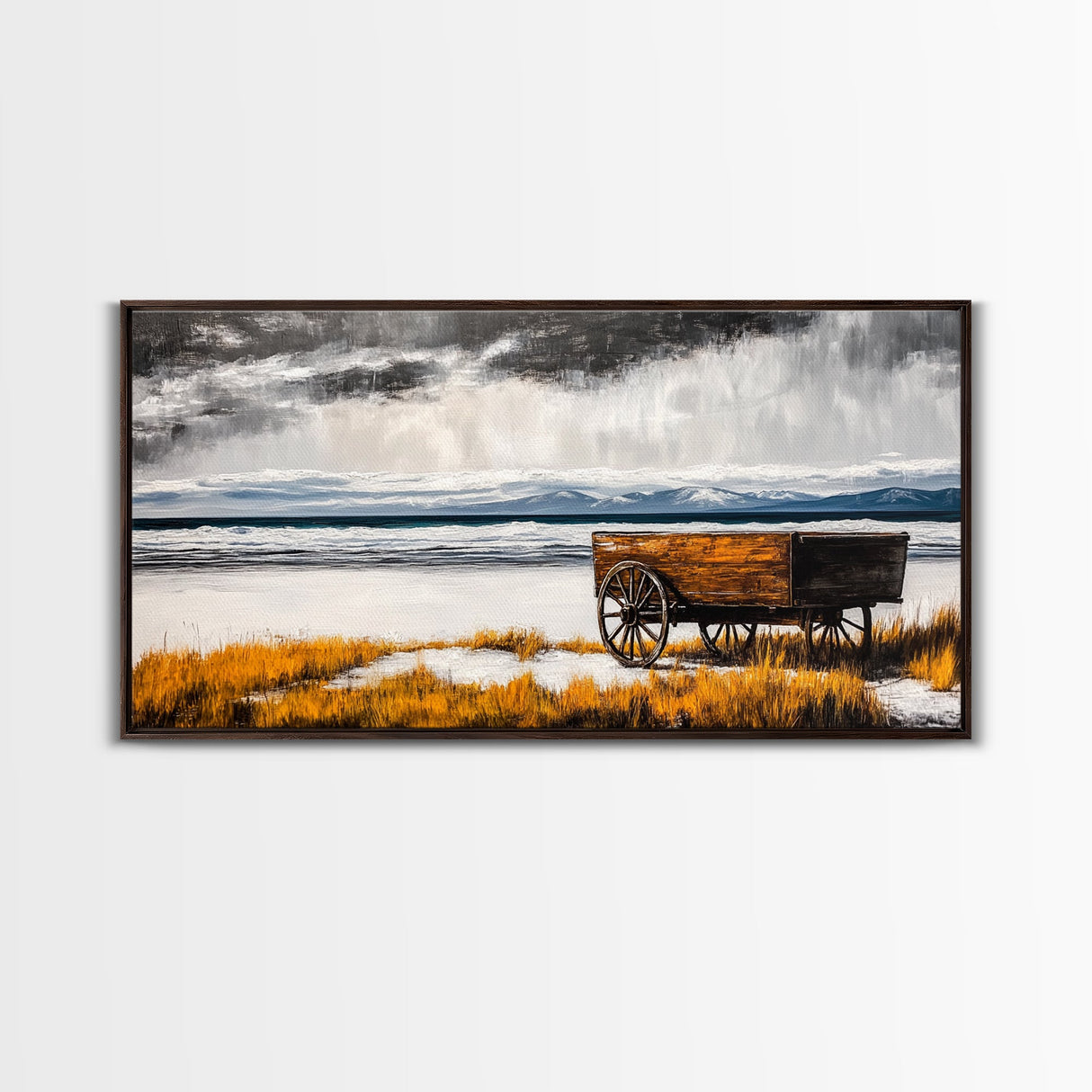 Rustic Wagon, Western Decor, Autumn Wall Art, Landscape Canvas Print, Farmhouse Living Room Art, Country Style, Nature Wall Decor