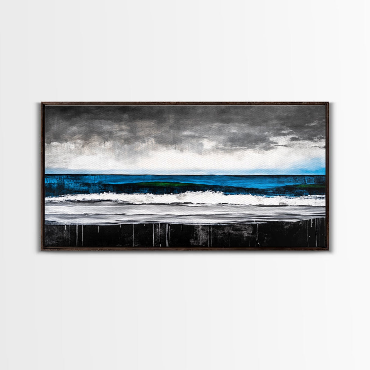 Ocean Wave, Moody Seascape, Coastal Art, Framed Canvas Print, Minimalist Wall Decor, Beach House Art, Modern Home Decor