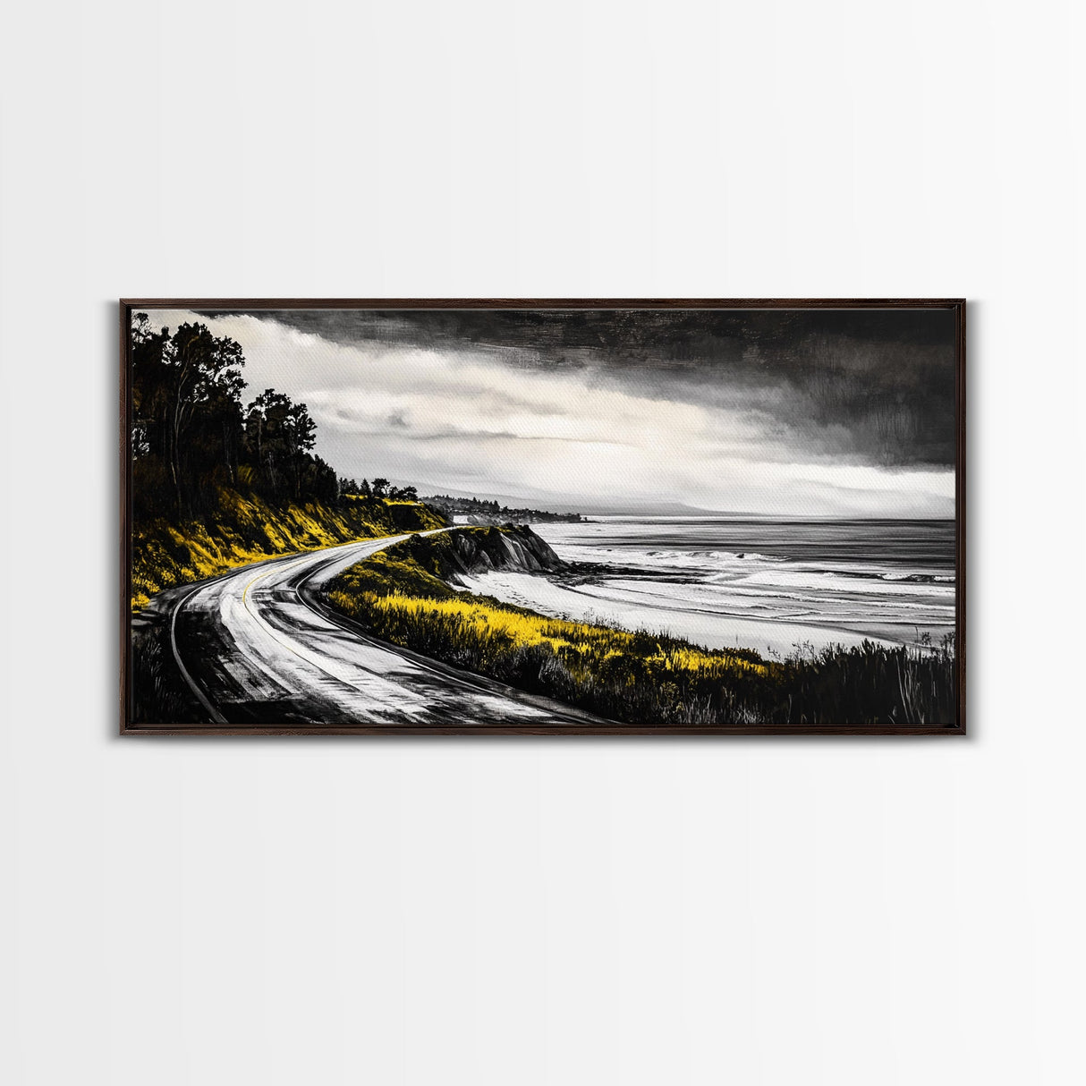 Stormy Beach, Ocean Mist, Coastal Serenity, Canvas Print, Moody Seascape Art, Contemporary Wall Art, Living Room Decor, Nautical Theme