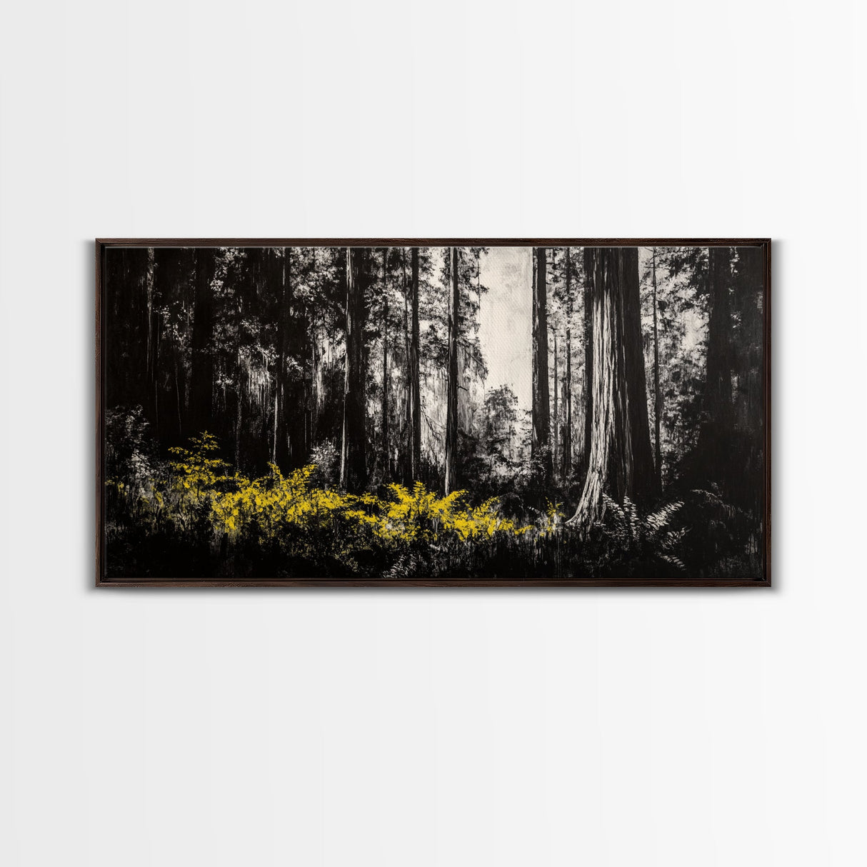 Redwood Forest, Nature Wall Art, Black and White Art, Framed Canvas Print, Rustic Home Decor, Cabin Wall Art, Minimalist Landscape