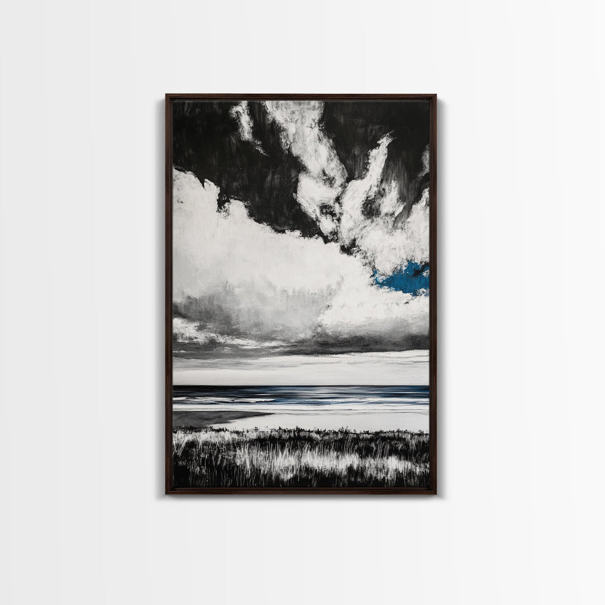 Ocean Serenity, Coastal Wall Art, Minimalist Seascape, Beach House Decor, Monochrome Landscape, Tranquil View, Canvas Print