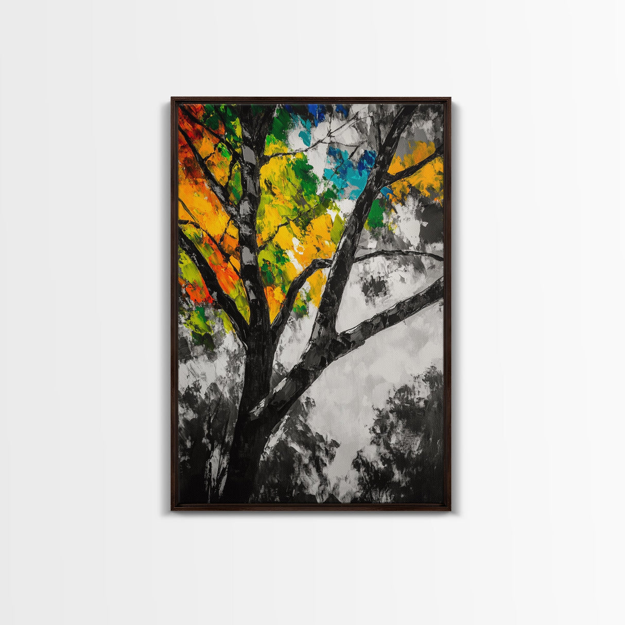 Autumn Tree, Colorful Wall Art, Vibrant Home Decor, Modern Nature Painting, Boho Wall Print, Seasonal Aesthetic, Canvas Print