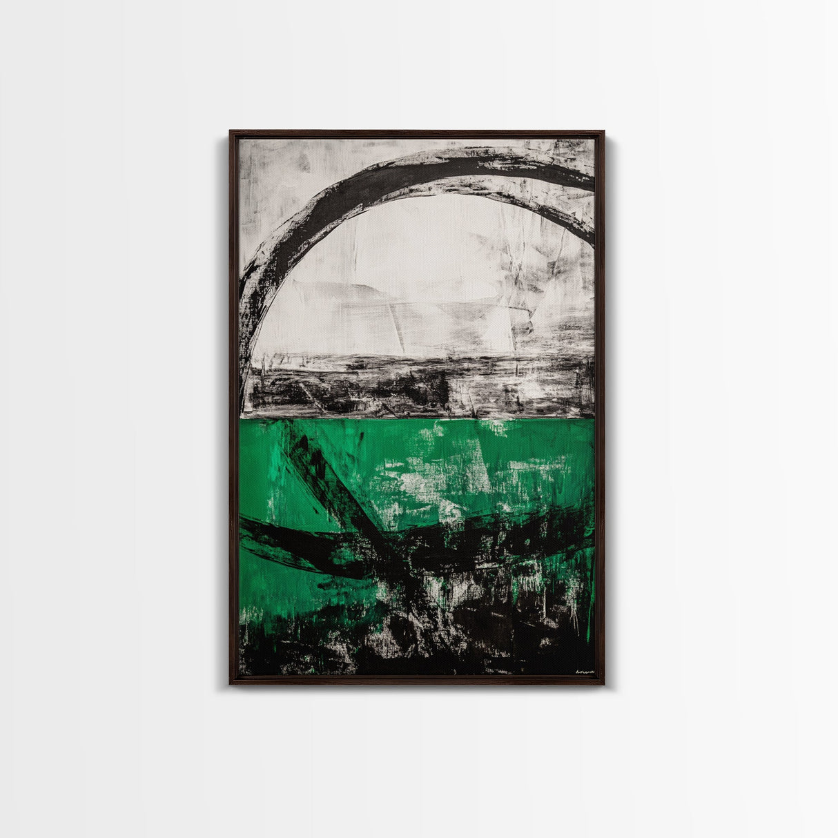 Abstract Horizon, Green and Black Art, Minimalist Canvas Print, Modern Office Decor, Bold Artwork, Statement Piece, Contemporary Home
