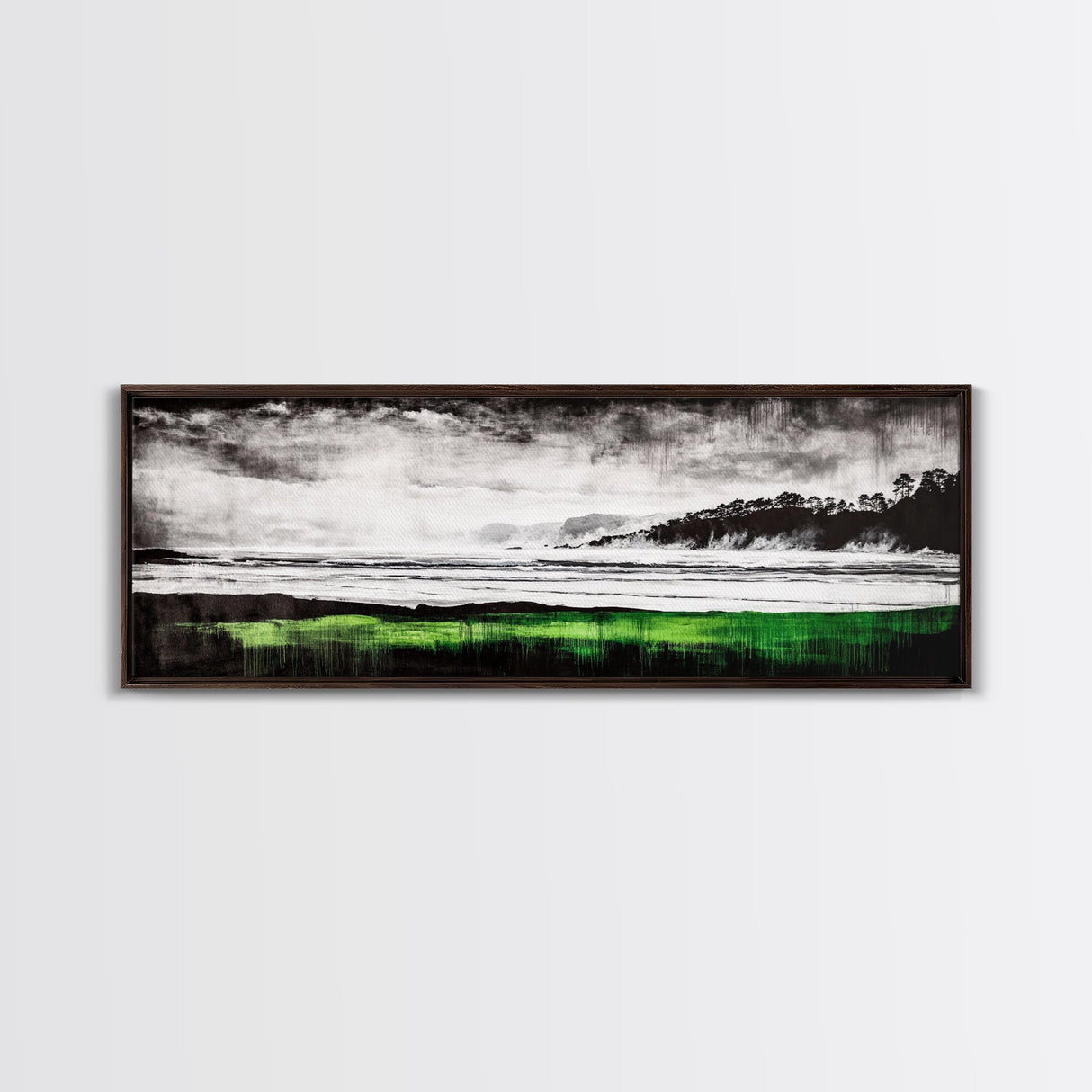 Stormy Beach, Coastal Landscape, Black and White, Canvas Print, Large Wall Art, Modern Home Decor, Bedroom Wall Art, Minimalist Aesthetic