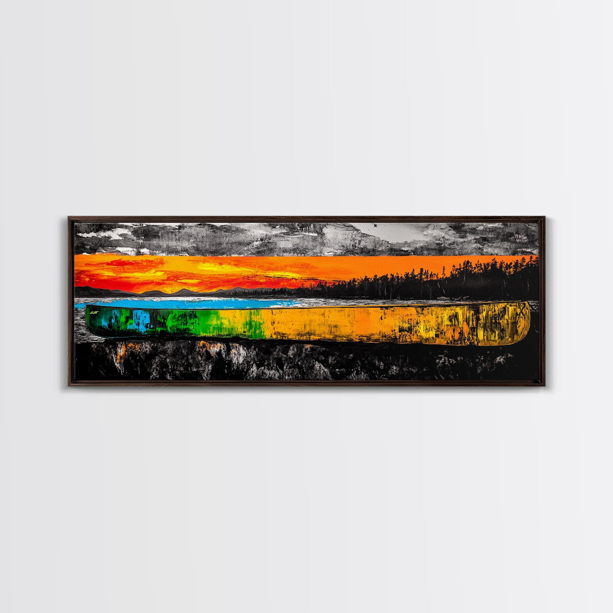 Canoe Reflection, Lake Canvas Print, Nature Wall Art, Rustic Cabin Decor, Adventure Art, Sunset Scene, Living Room Wall Art