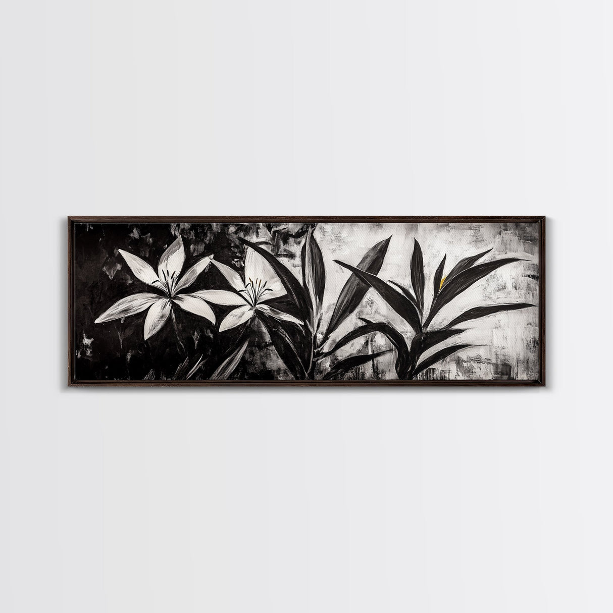 Monochrome Floral, Black and White Flowers, Botanical Wall Art, Minimalist Decor, Framed Canvas Print, Bedroom Art, Modern Aesthetic, Elegant Art