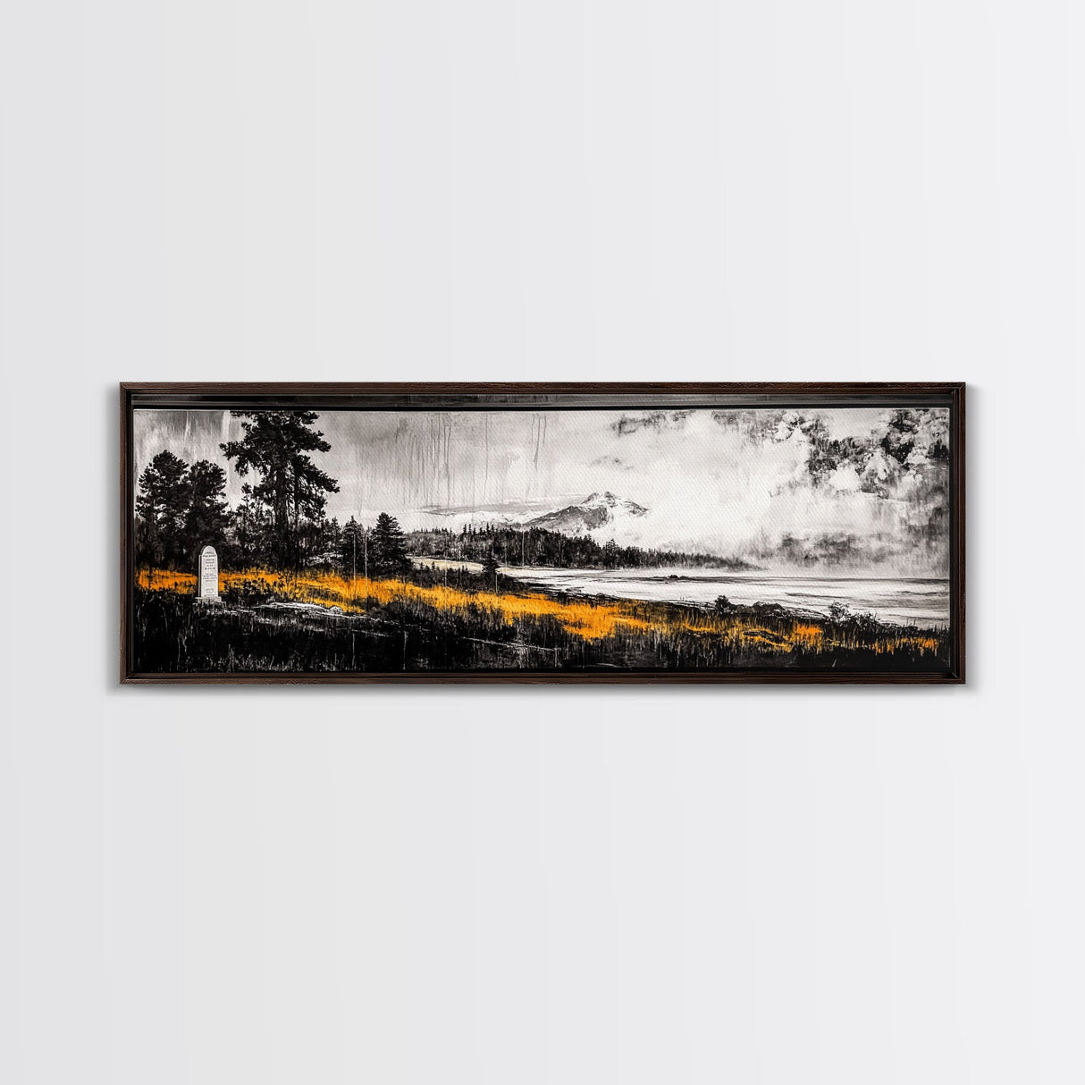 Mountain View, Misty Landscape, Rustic Wall Art, Black and White Print, Nature Inspired Art, Bedroom Decor, Framed Canvas Print, Gift