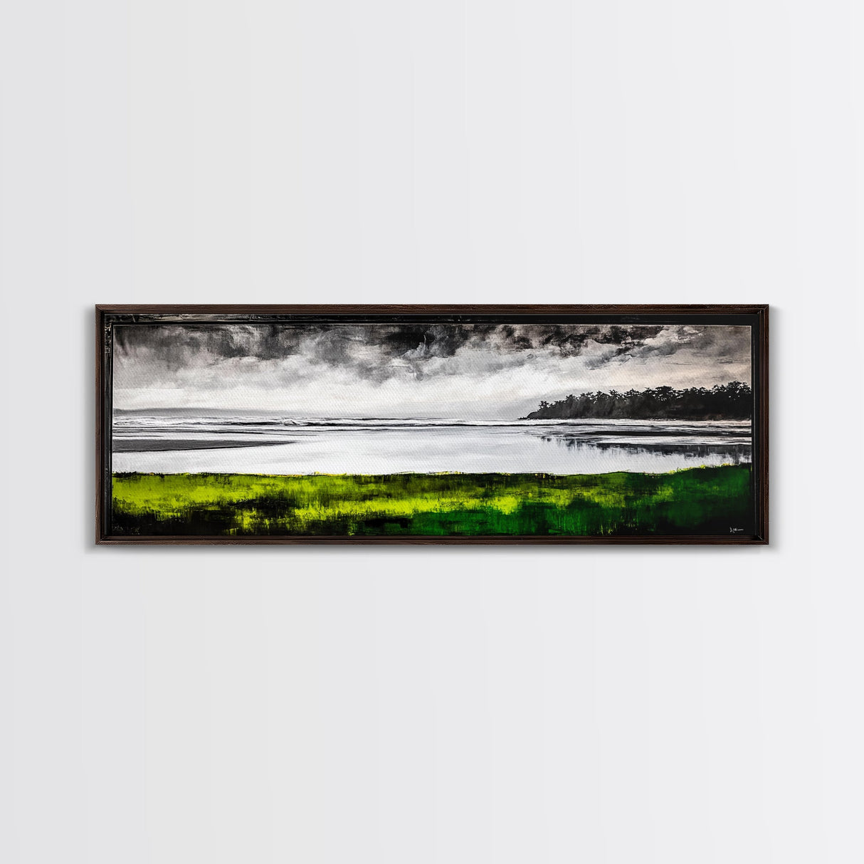 Stormy Beach, Monochrome Art, Framed Canvas Print, Coastal Wall Art, Modern Home Decor, Minimalist Landscape, Office Art, Large Wall Art