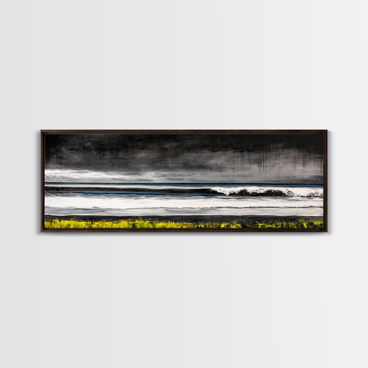 Stormy Ocean, Rolling Waves, Coastal Horizon, Dark Sky, Framed Canvas Print, Minimalist Wall Art, Beach House Decor, Ocean Lovers Gift