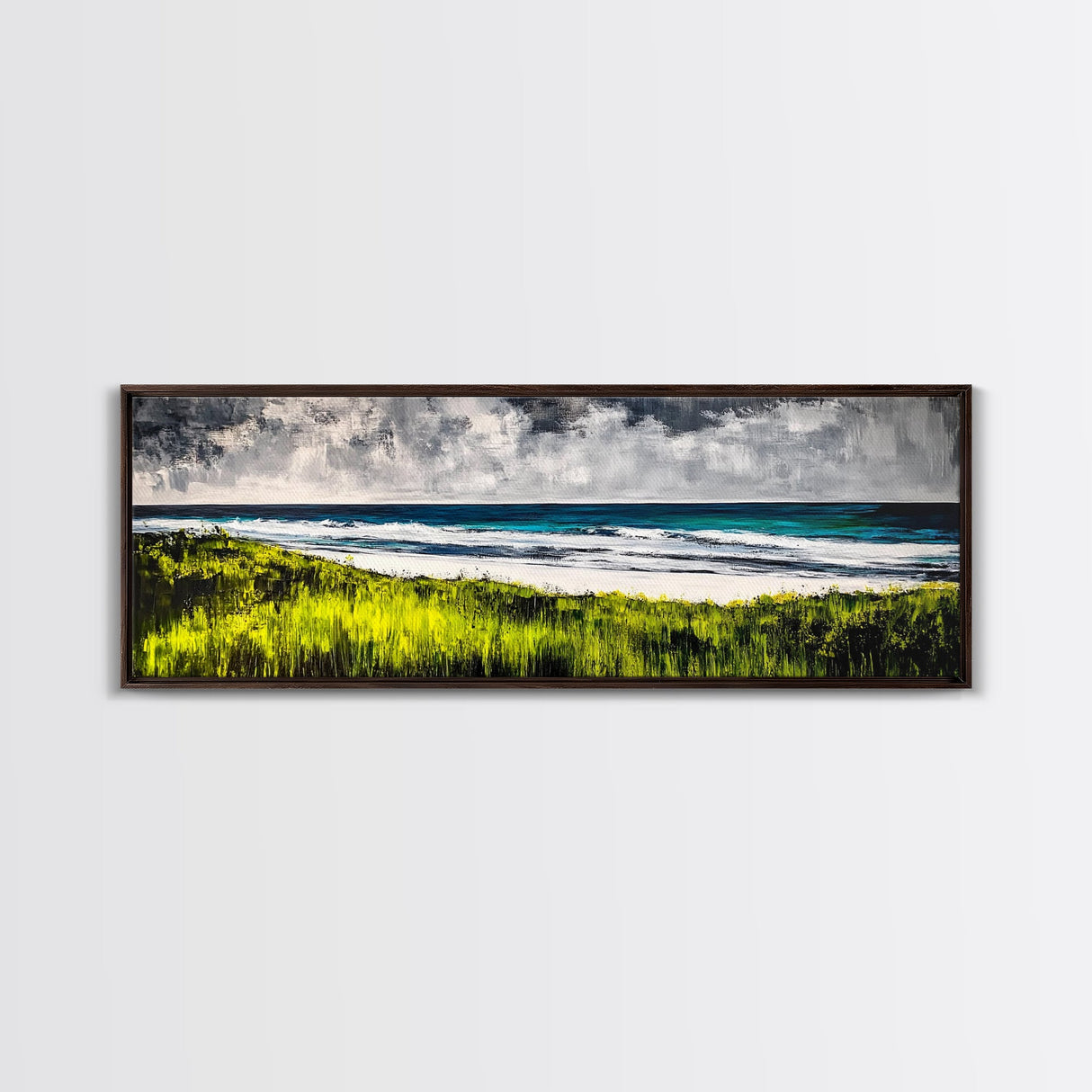 Seaside Escape, Grassy Cliffs, Coastal Wall Art, Canvas Print, Beach Landscape Painting, Relaxing Ocean View, Bedroom Wall Decor
