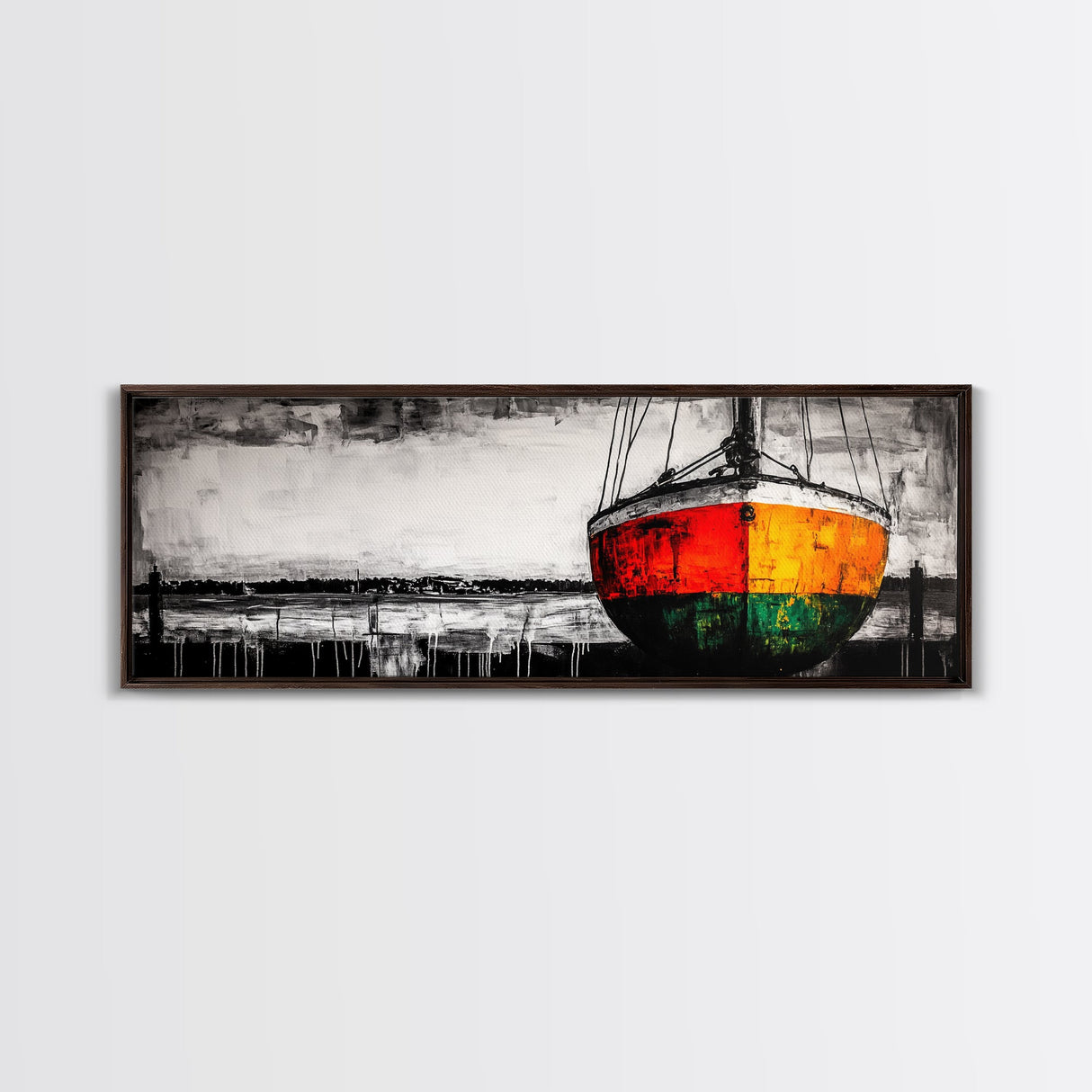 Vibrant Sailboat, Nautical Wall Art, Coastal Decor, Bold Colorful Art, Ocean Theme, Large Statement Piece, Framed Canvas Print, Beach House Art
