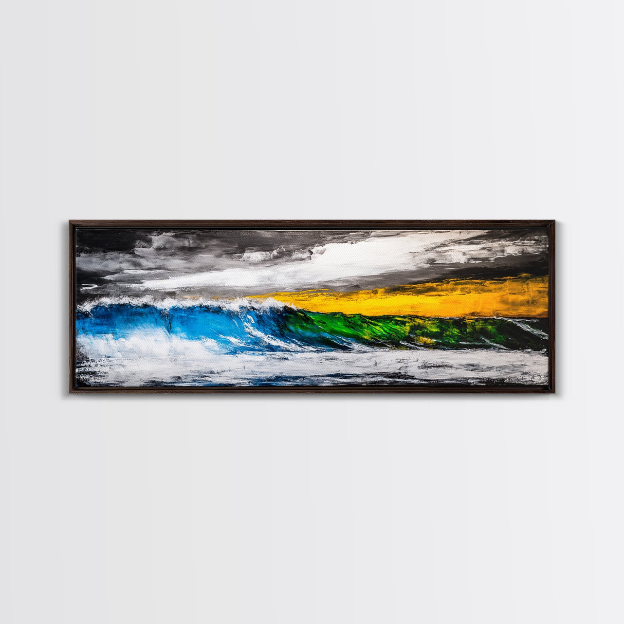 Blue, Green, Wave, Framed Canvas Print, Ocean Wall Art, Surfer Gift, Coastal Living Decor, Modern Abstract Seascape, Minimalist Art Piece