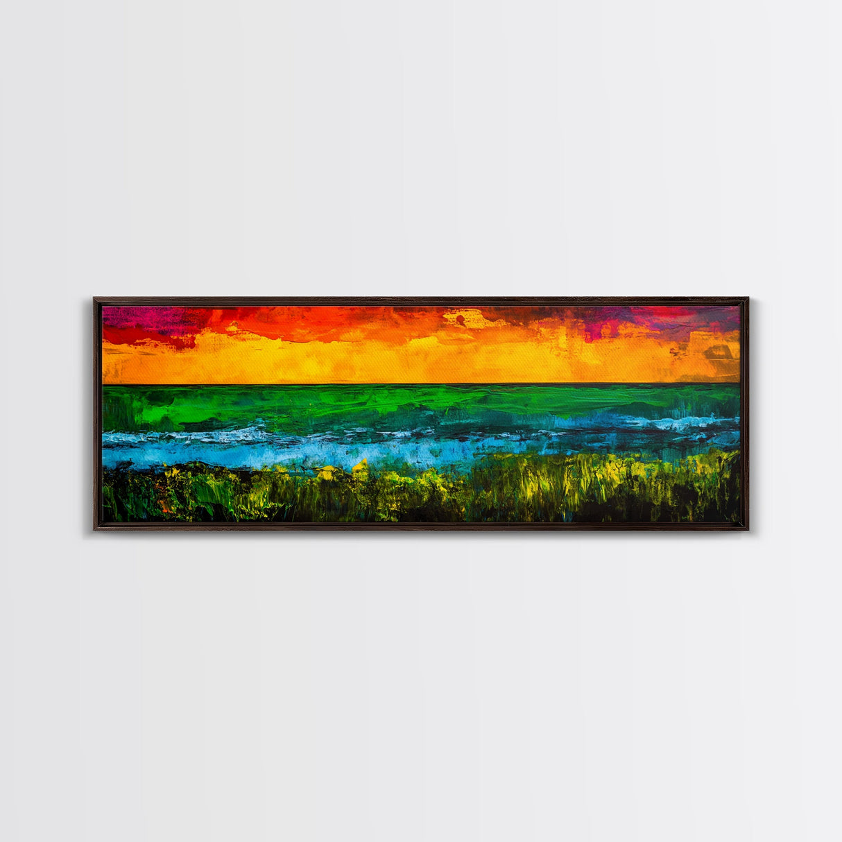 Vibrant, Ocean Sunset, Abstract, Beach, Canvas Print, Colorful Wall Art, Living Room Decor, Coastal Landscape, Modern Art, Large Wall Art
