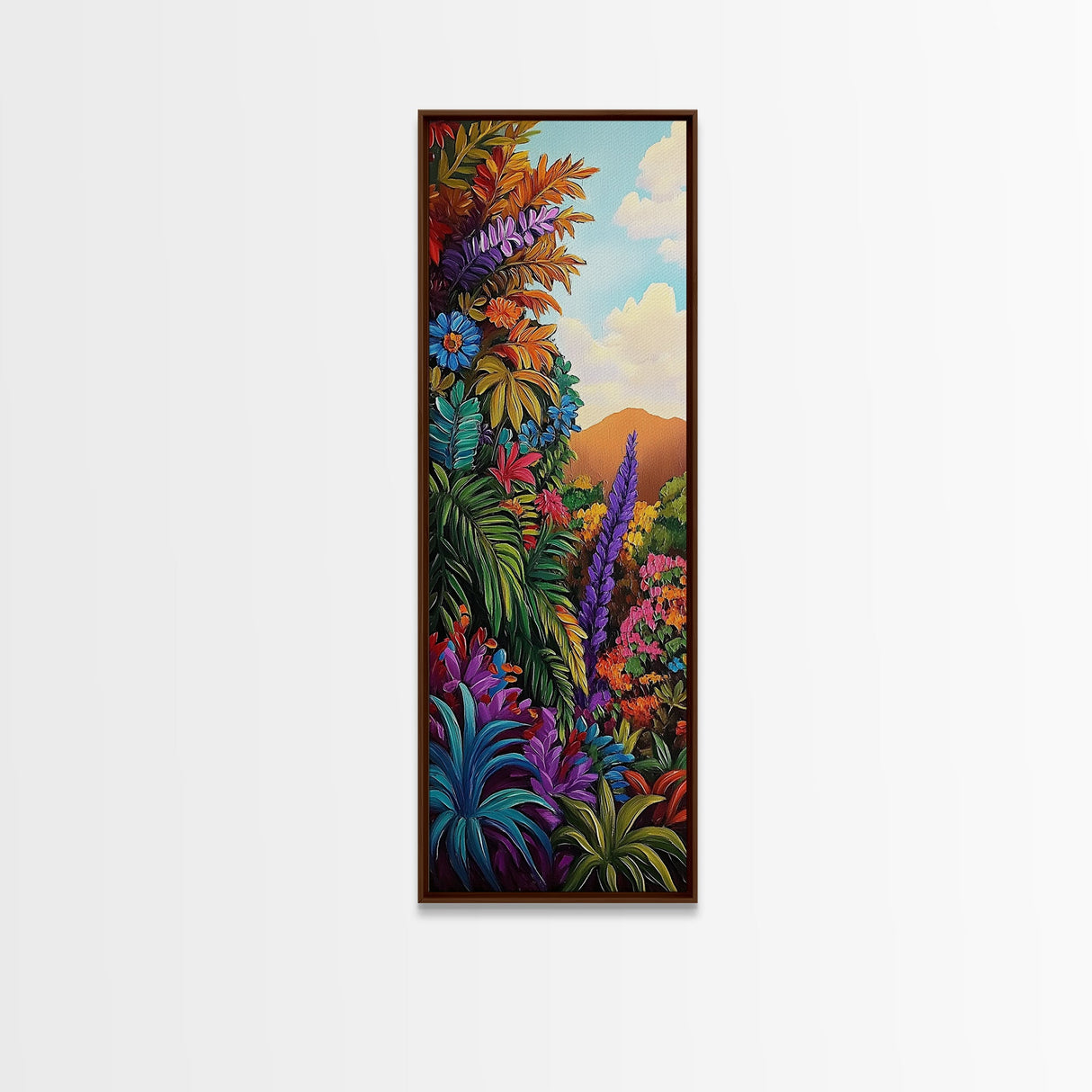 Vibrant Tropical, Jungle Art – Framed Canvas Print, tropical rainforest painting, bold wall decor, boho living room wall art, botanical vibe