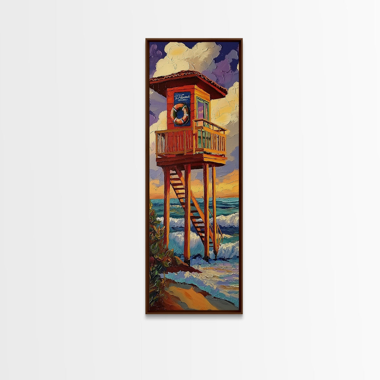 Lifeguard, Tower, Ocean, Surf, Framed Canvas Print, Beach House Wall Art, Coastal Summer Decor, Nautical Living Room Style, Ocean Vibe Art