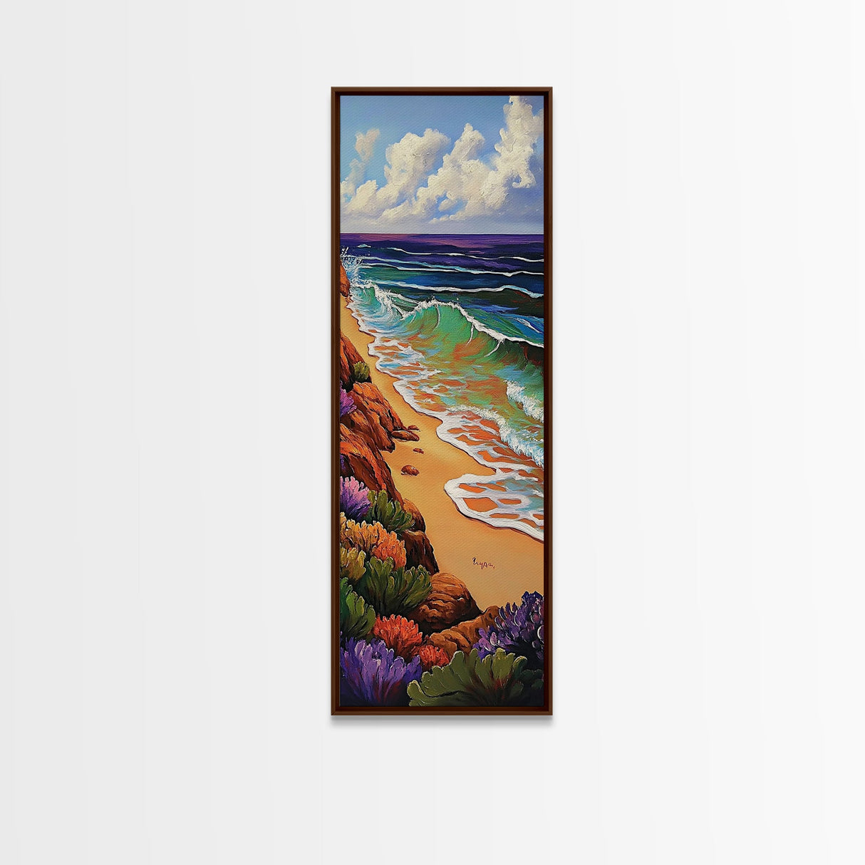 Coastal Waves, Beach Shoreline, Ocean Nature Art, Bright Summer Seascape, Nautical Bathroom Decor, Canvas Print