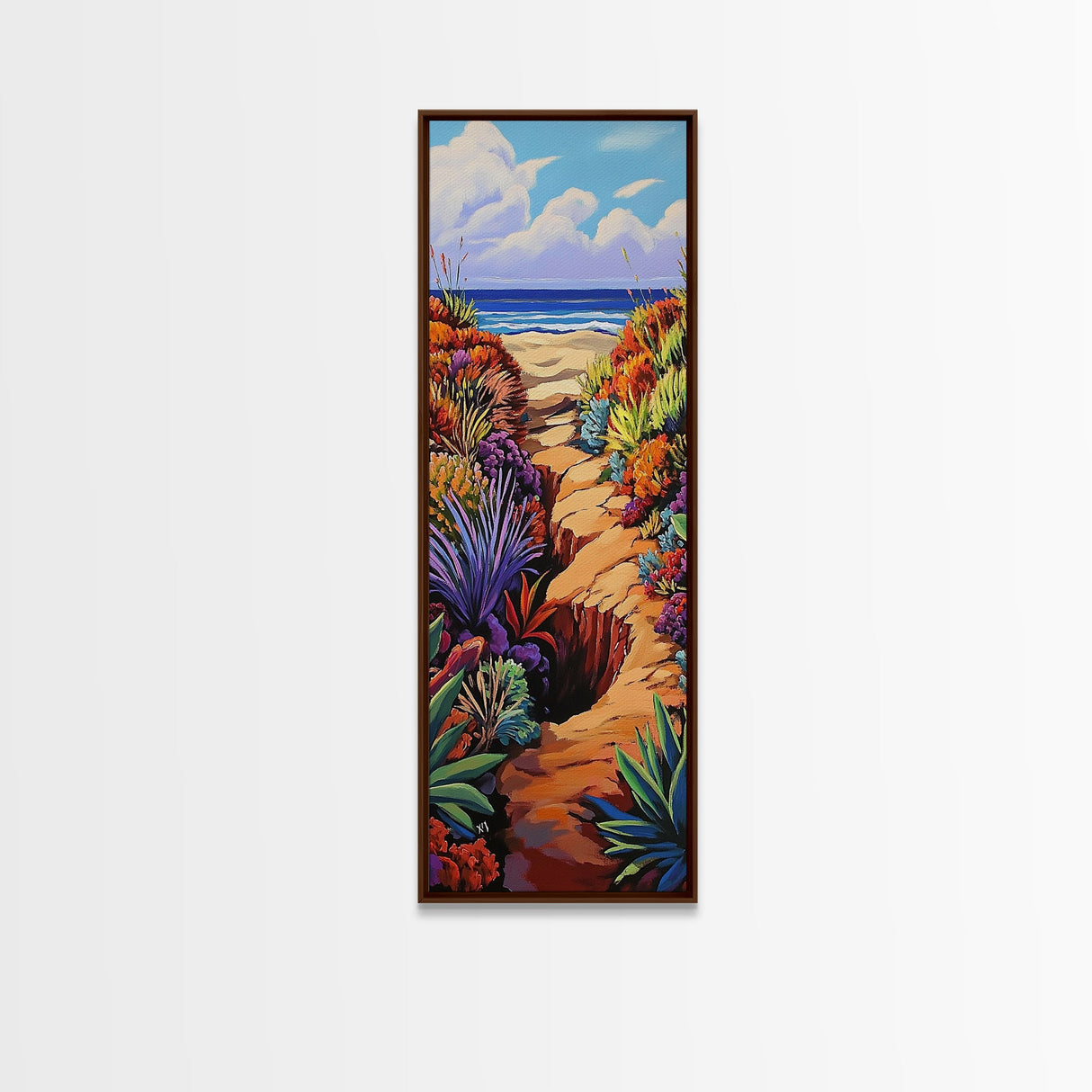 Beach Trail, Colorful Dunes, Coastal Nature Path Art, Vibrant Summer Landscape, Boho Bedroom Decor, Canvas Print