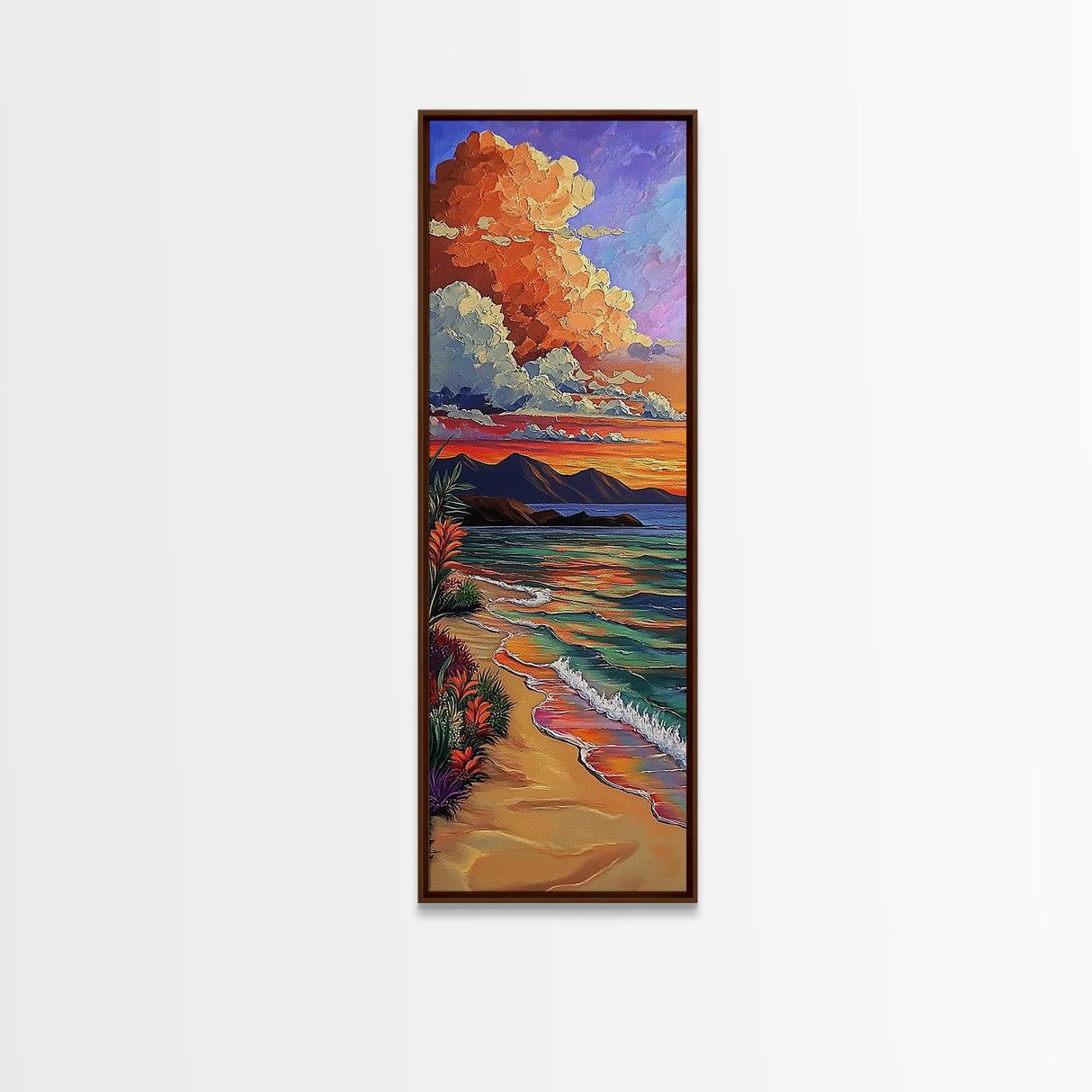 Ocean Sunset, Reflection, Canvas Print, Coastal Beach Wall Art, Vibrant Tropical Seascape Decor, Living Room Colorful Nature Accent