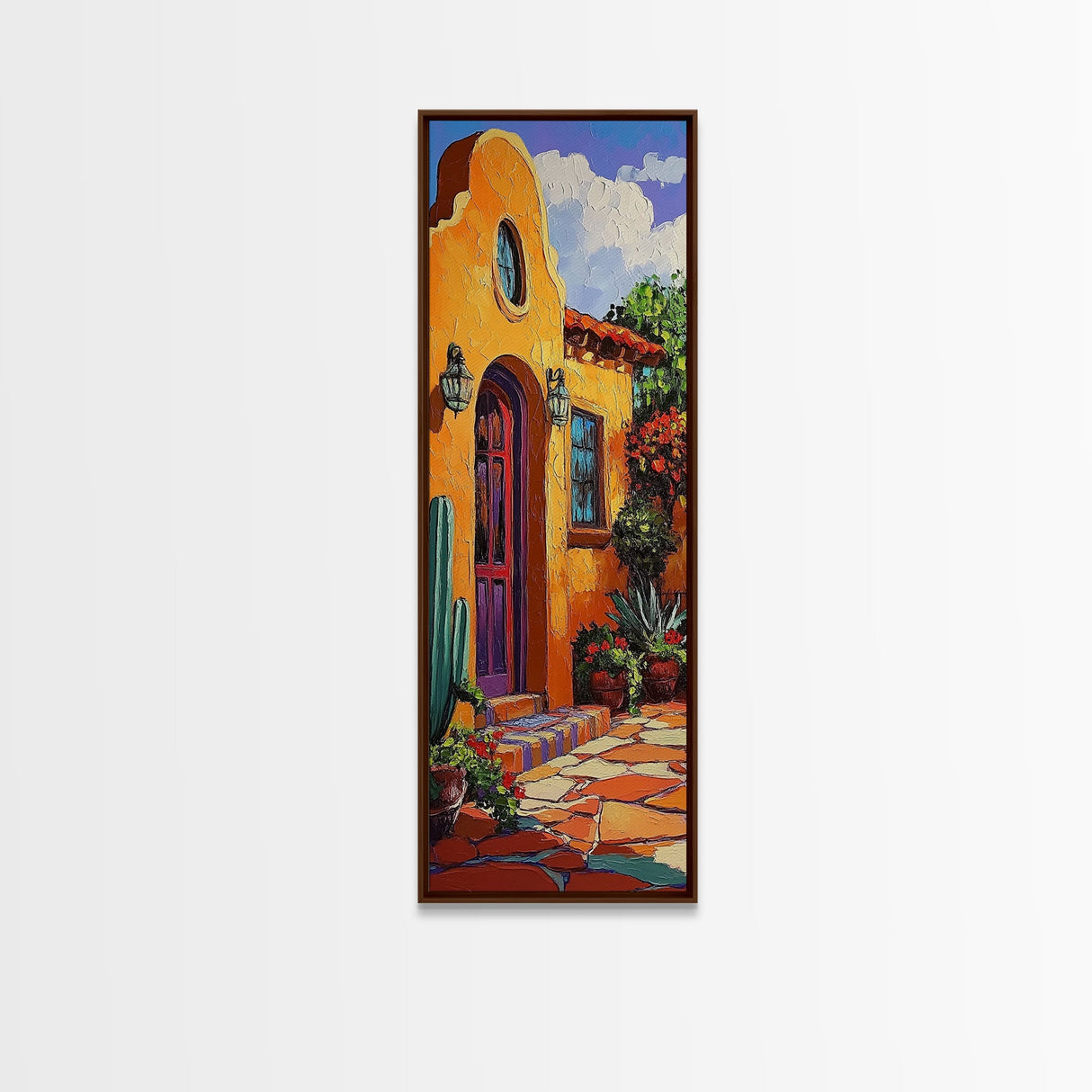 Adobe Home, Southwest Colors, Rustic Entryway Art, Framed Canvas Print, Mexican Style Decor, Boho Living Room Accent, Desert Home Art