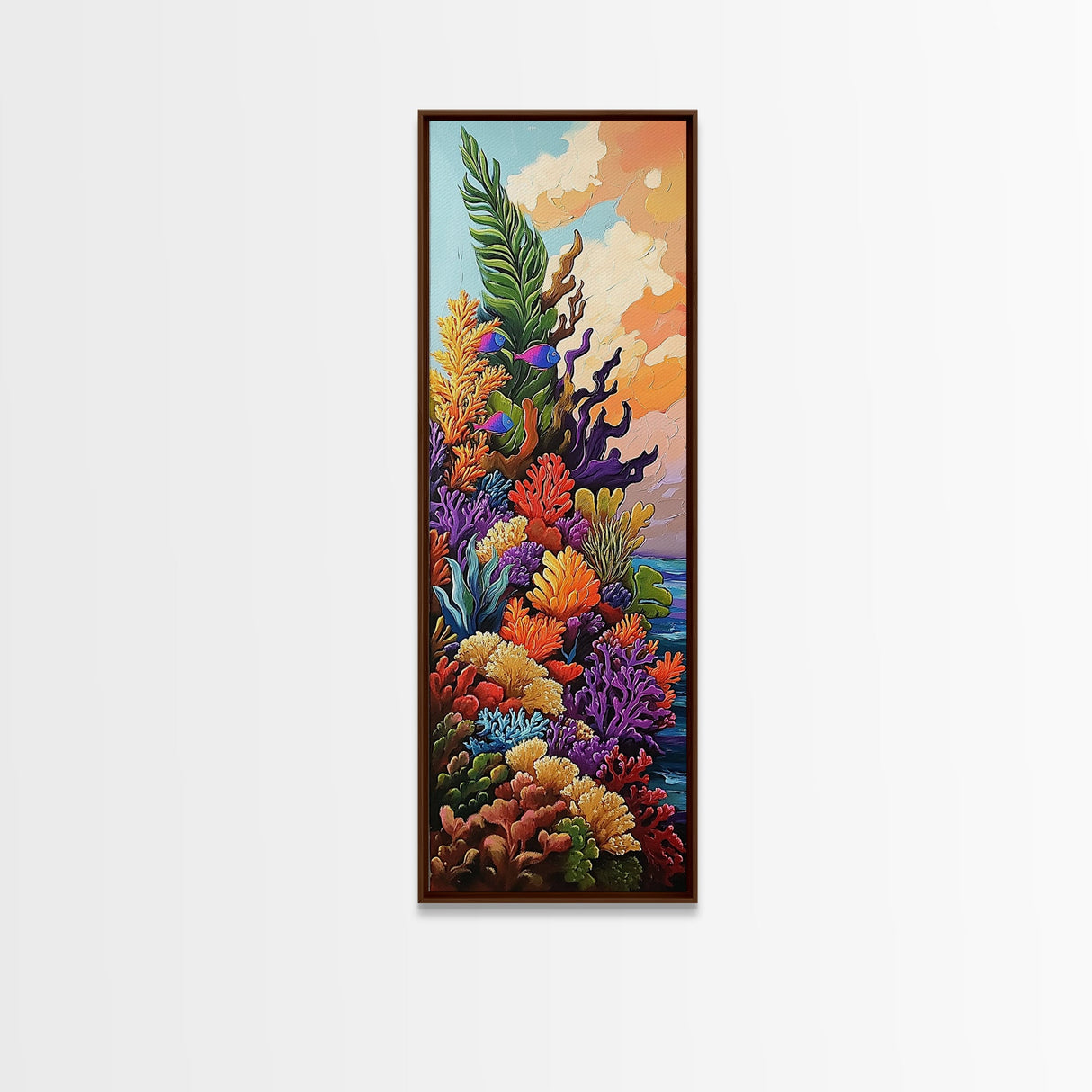 Tropical Coral Reef Fish, Canvas Print Vibrant ocean nursery decor, undersea reef painting, coastal home accent, tropical boho style artwork