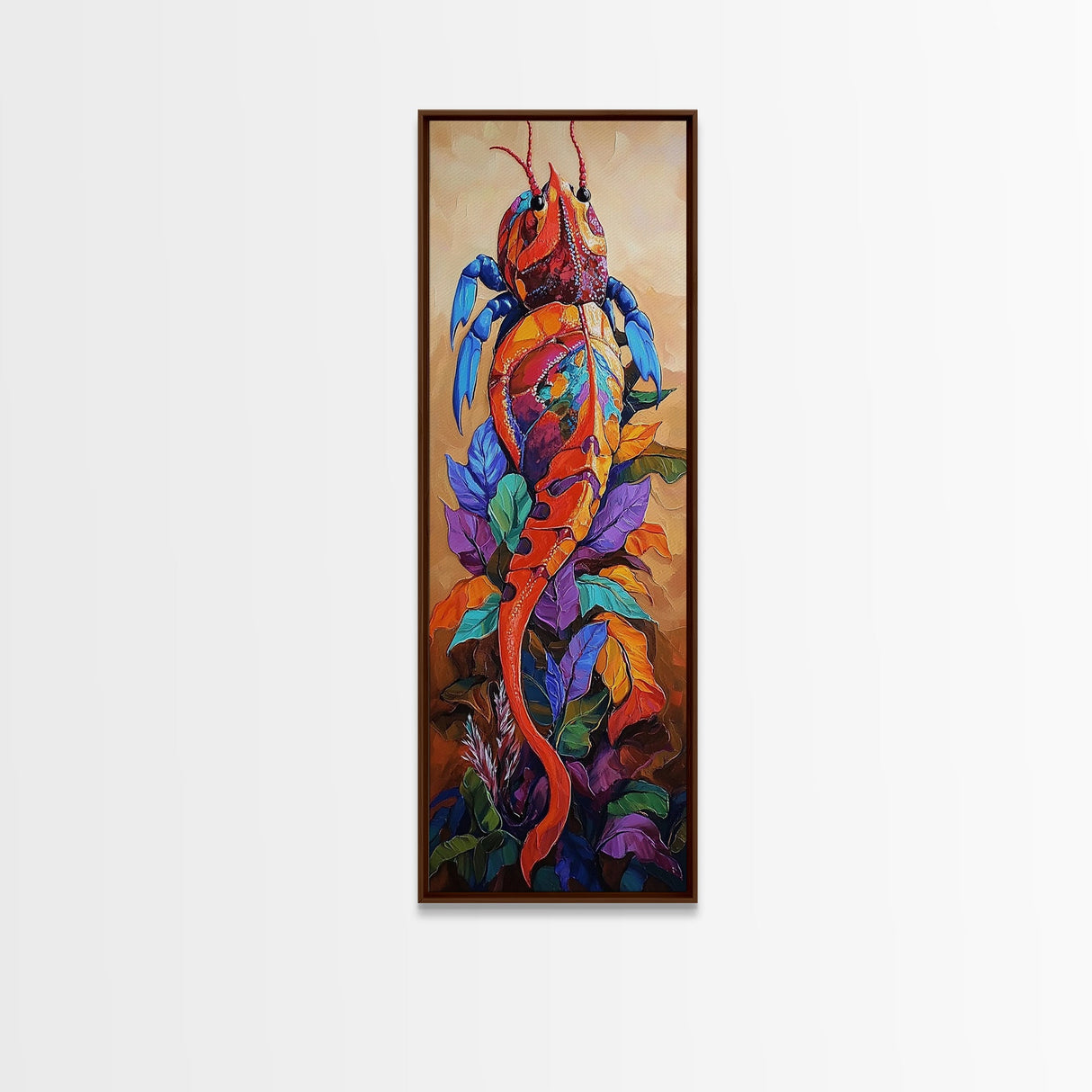 Crab Abstract, Bright Sea, Canvas Print, Nautical wall art, whimsical seafood decor, coastal beach house accent, bold boho lobster painting