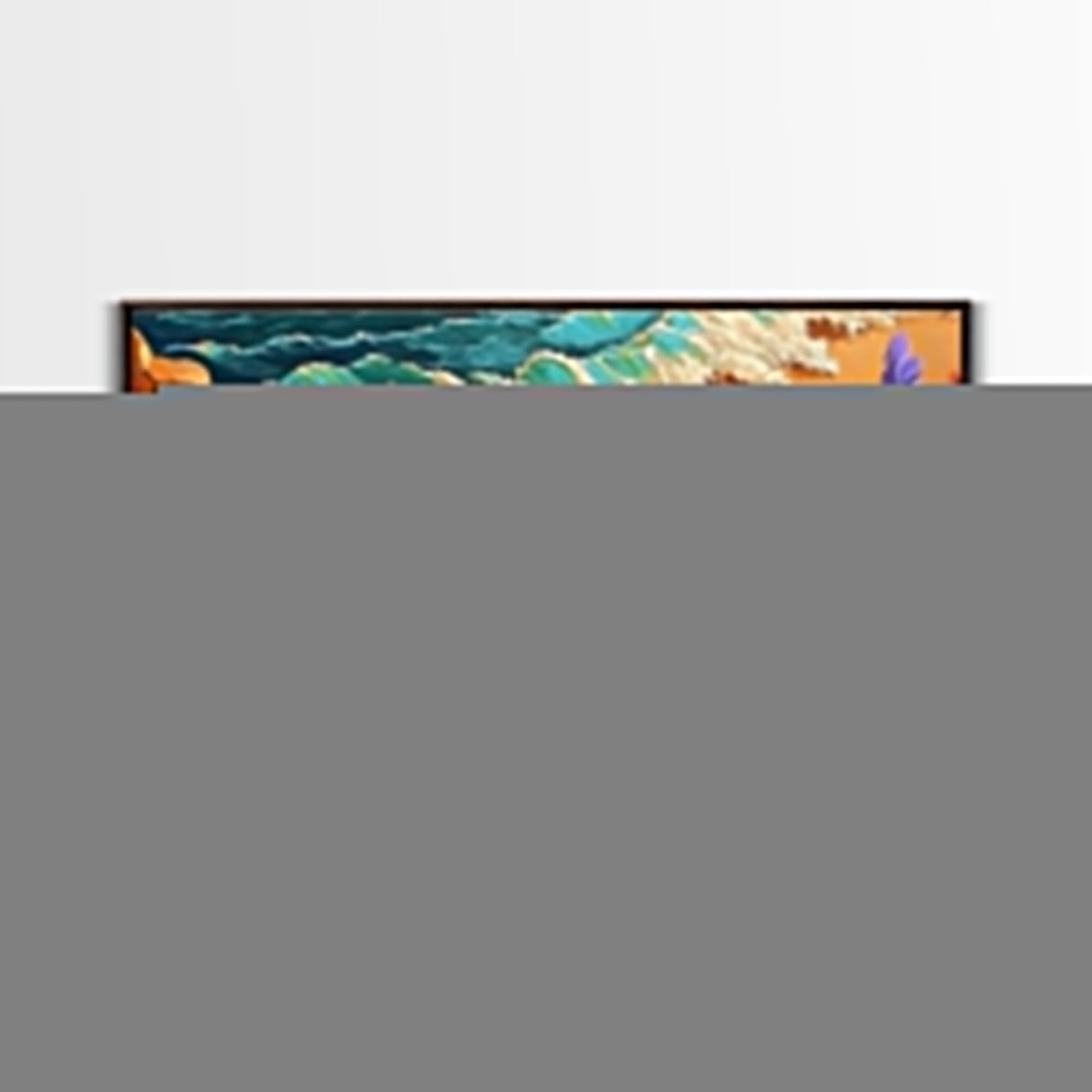 Tropical, Flower, Wave Art, Framed Canvas Print, coastal floral seascape painting, vibrant Summer Decor, Bathroom Wall Art, boho art