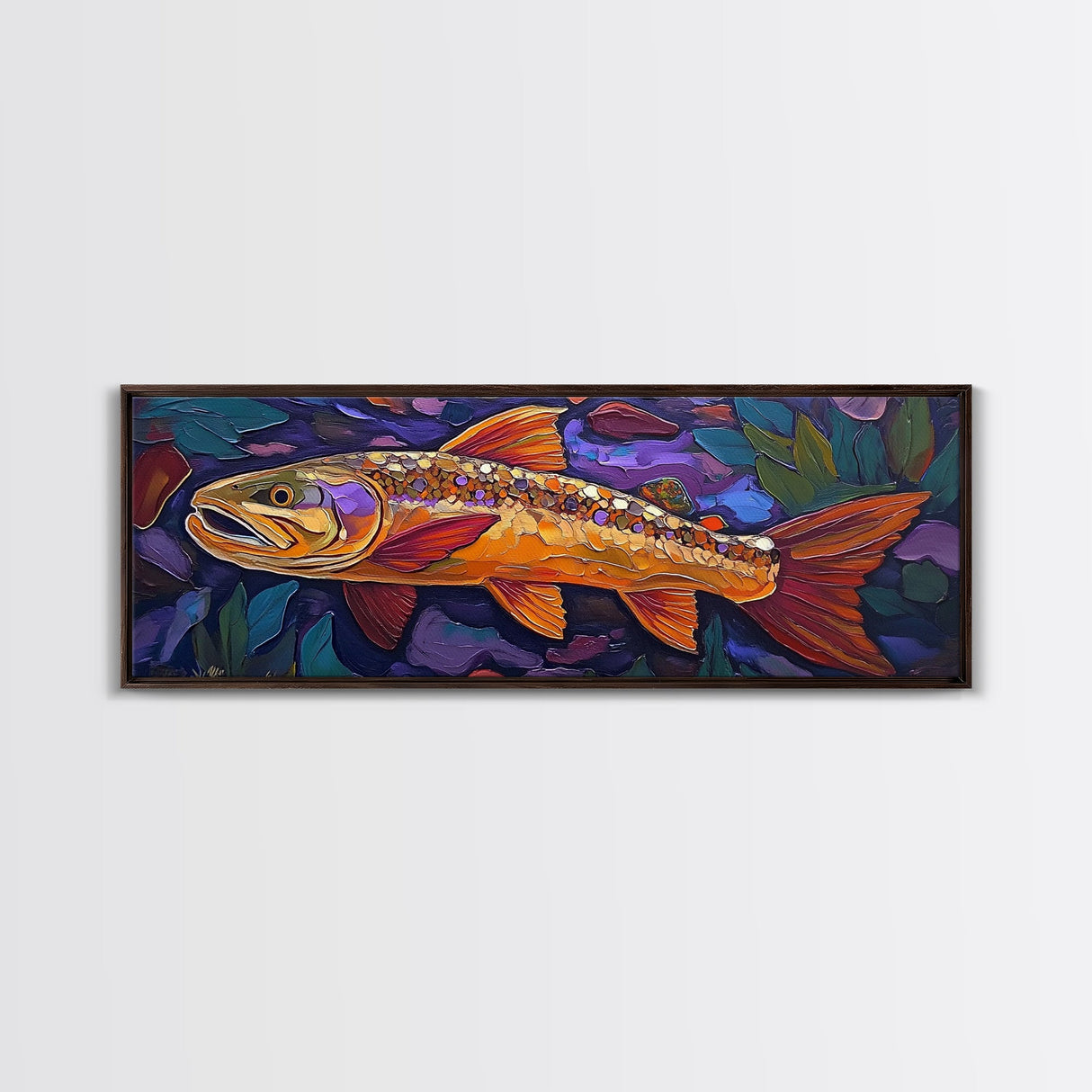 Golden Trout, Colorful Fish, Underwater Scene, Cabin Accent, Canvas Print, Fishing Lodge Decor, Rustic Nature Wall Art