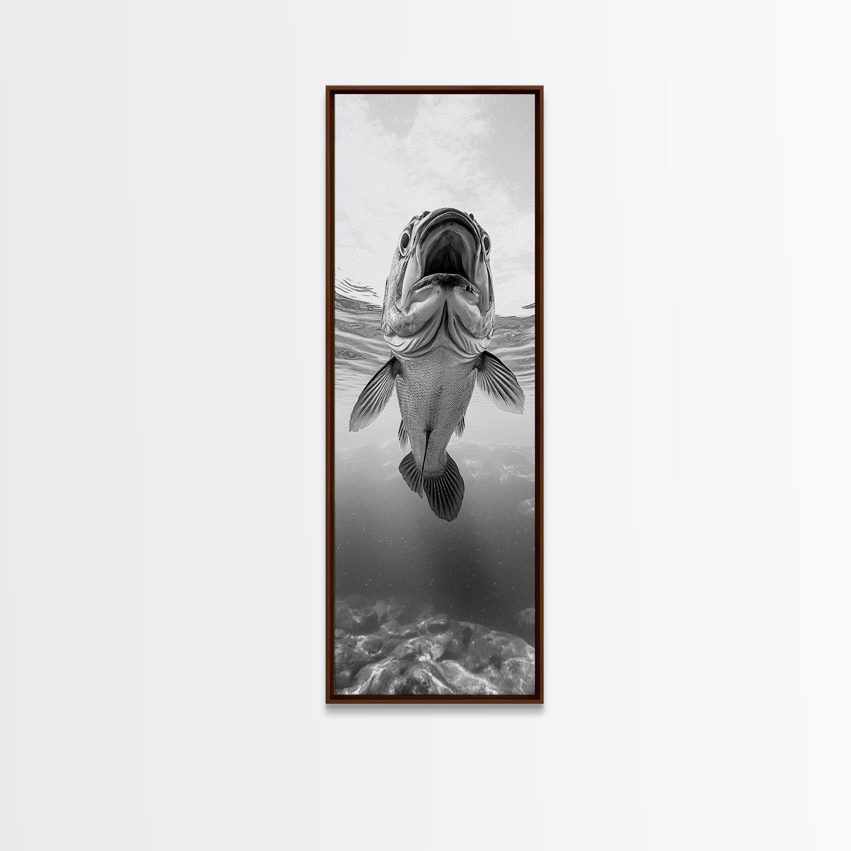 Underwater Fish, Marine Life, Ocean Perspective, Bold Wildlife, Aquatic Beauty, Framed Canvas Print, Kids Room Wall Art, Nautical Style Decor