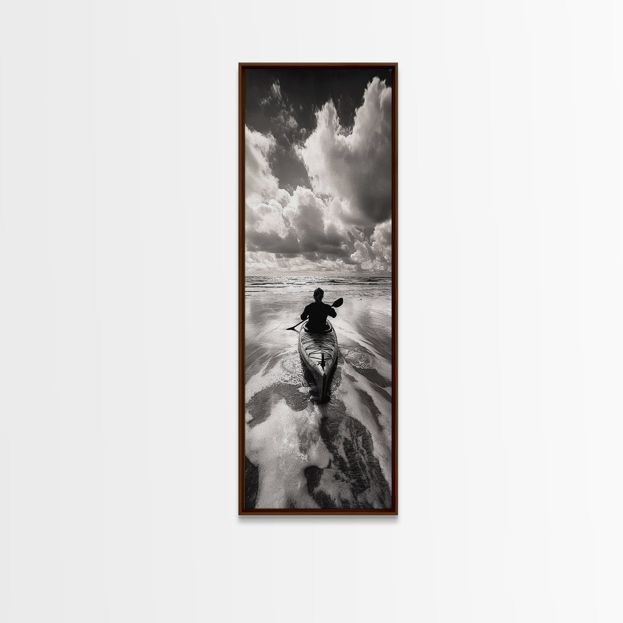 Ocean Adventure, Kayak Journey, Seascape Escape, Framed Canvas Print, Modern Office Wall Art, Coastal Decor, Adventure Photography
