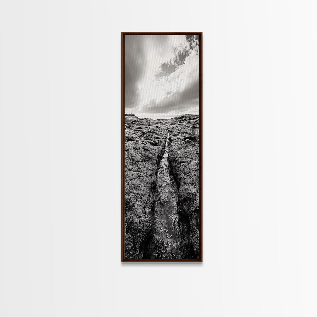 Lava Rock Path, Ocean Texture, Earth Flow, Framed Canvas Print, Coastal Bathroom Decor, Minimalist Natural Art, Moody Landscape Print
