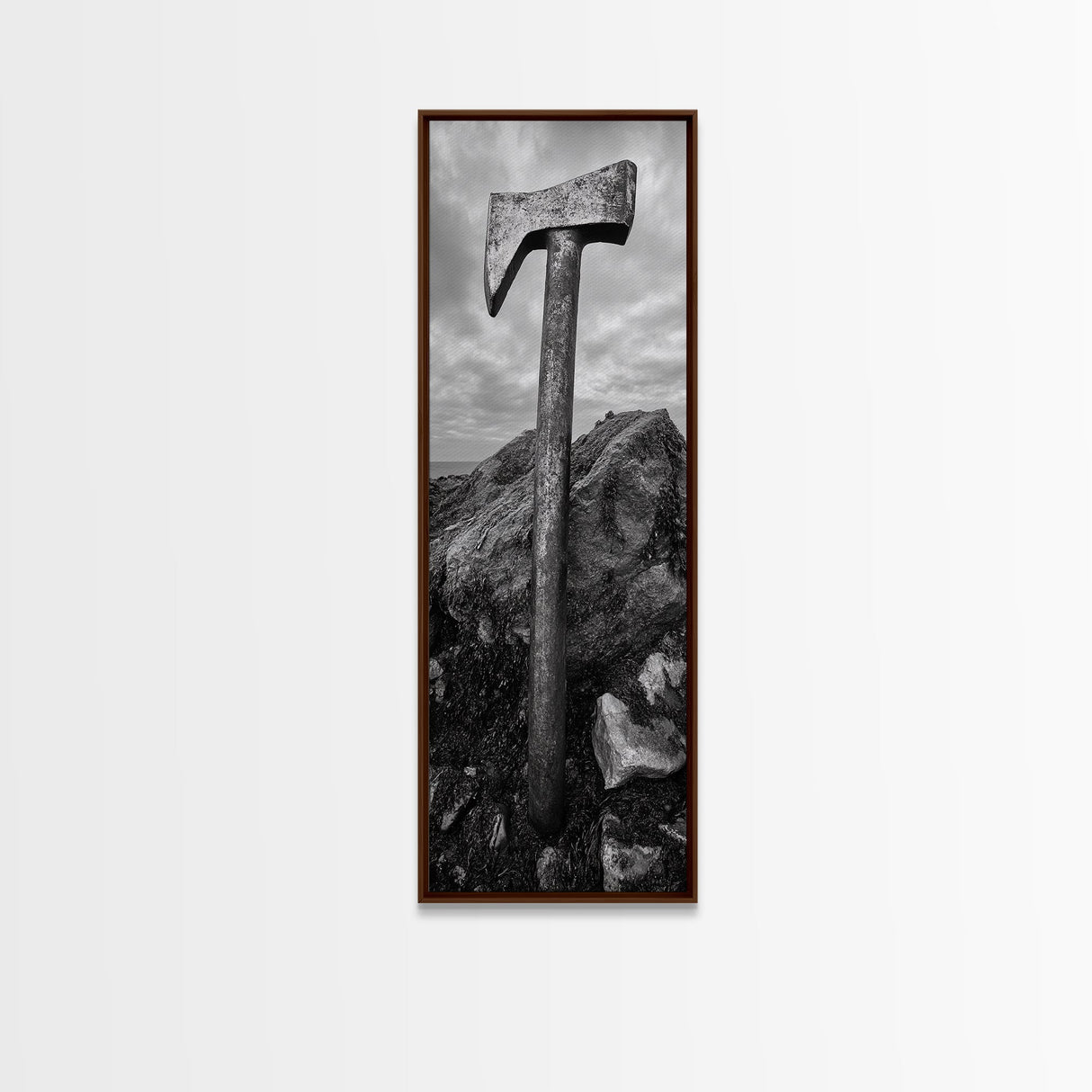 Rustic Axe Decor, Woodsy Cabin Vibes, Nature Photography, Masculine Art, Framed Canvas Print, Man Cave Decor, Garage Wall Art