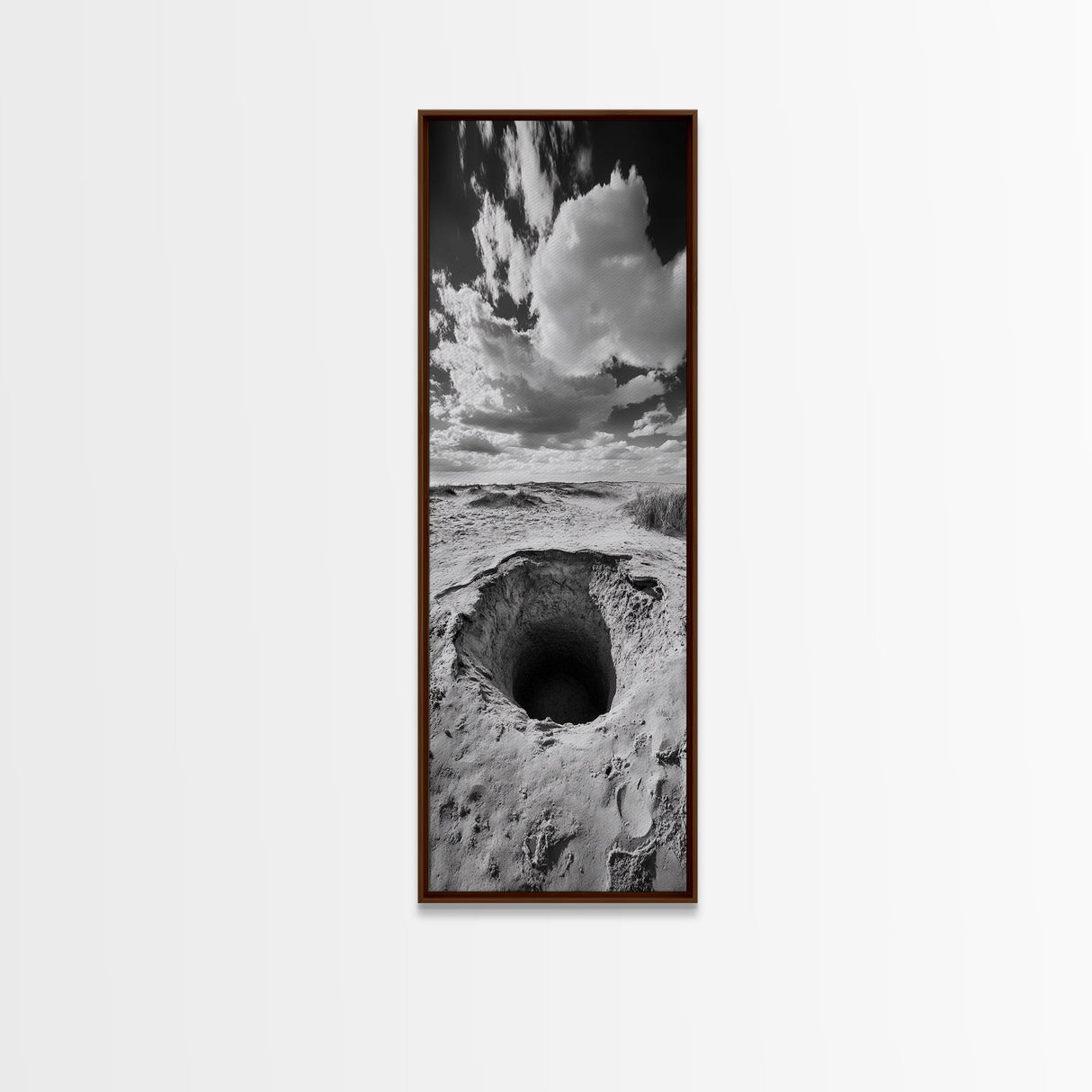 Desert Sinkhole Scene, Mysterious Landscape, Surreal Earth Art, Framed Canvas Print, Moody Bedroom Print, Office Wall Art, Cabin Wall Art