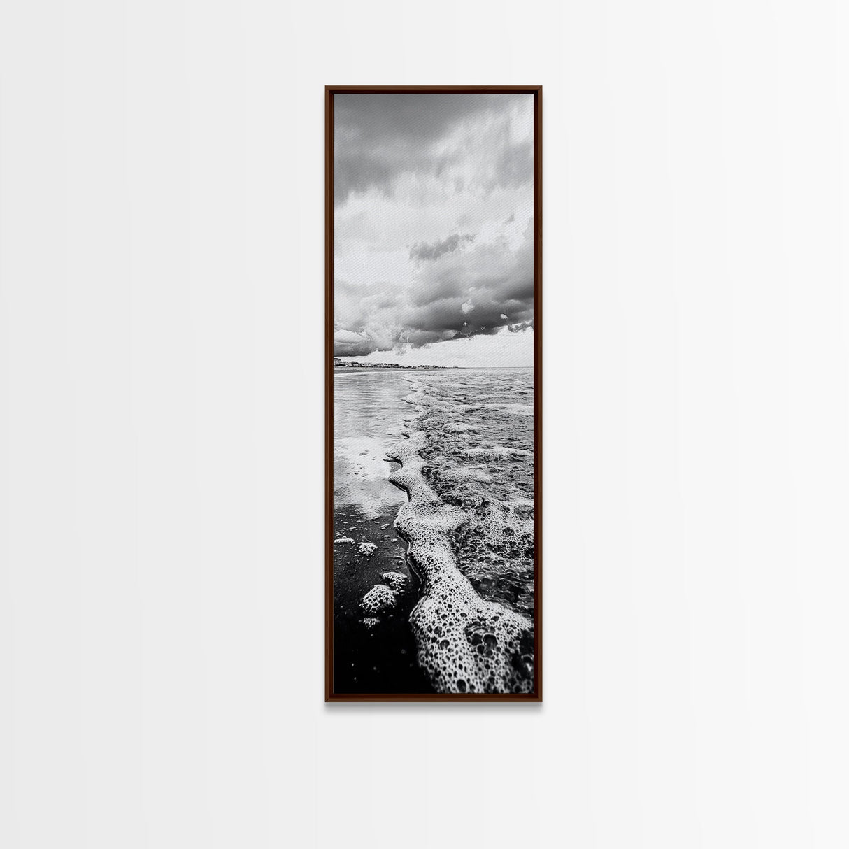 Stormy Waves, Sea Foam, Coastal Ocean, Canvas Print, Moody Seascape, Neutral Wall Art, Beach Bathroom or Entryway Home Decor