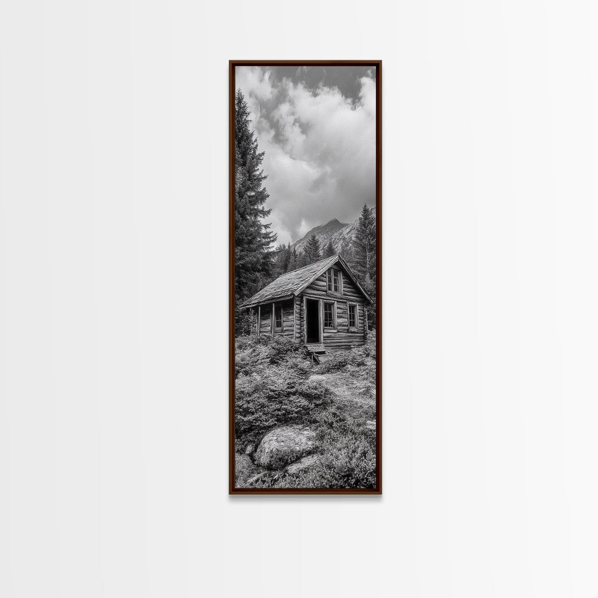 Rustic Cabin, Mountain Retreat, Forest Escape, Framed Canvas Print, Fall Nature Art, Cozy Lodge Decor, Bedroom or Den Wall Piece