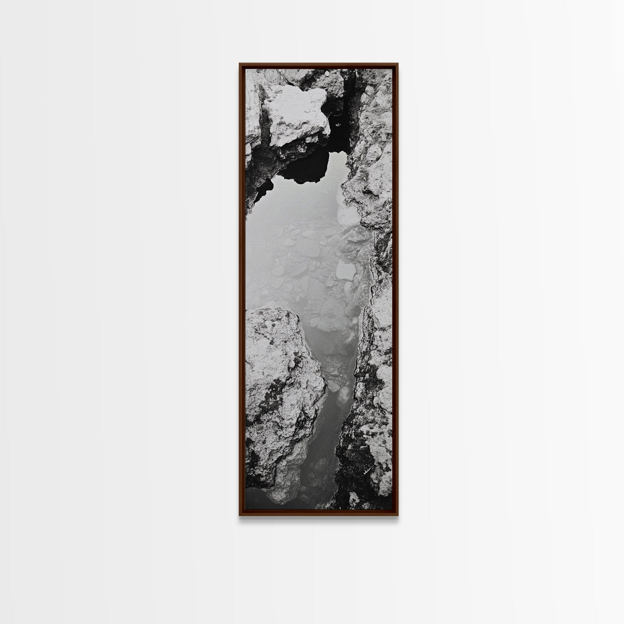 Tidal Pool, Coastal Rock, Still Water, Natural Texture, Framed Canvas Print Earth Tone Decor, Zen Bathroom Art, Modern Minimalist Nature Wall Print