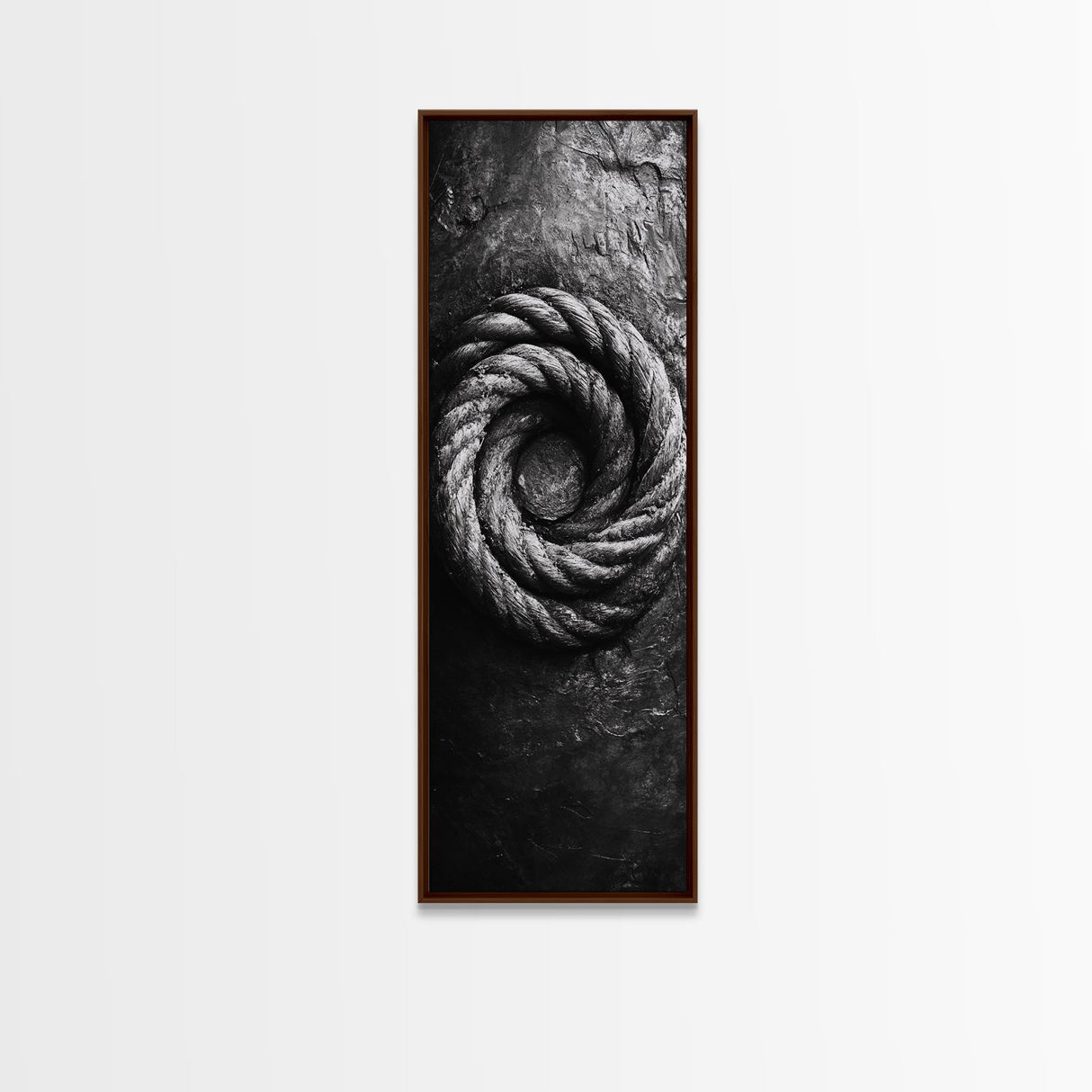 Nautical Rope Closeup, Industrial Texture, Abstract Rustic, Framed Canvas Print, Office Wall Art, Monochrome Art, Modern Nautical Decor