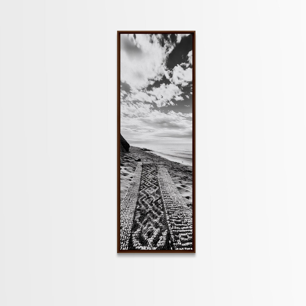 Beach Tapestry, Peaceful Shoreline, Boho Coastal, Framed Canvas Print, Yoga Room Wall Art, Neutral Beach Decor, Relaxing Home Vibe